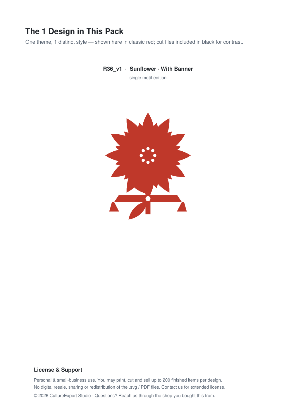 Sunflower Banner Paper Cut - Free SVG + PDF Pack - design