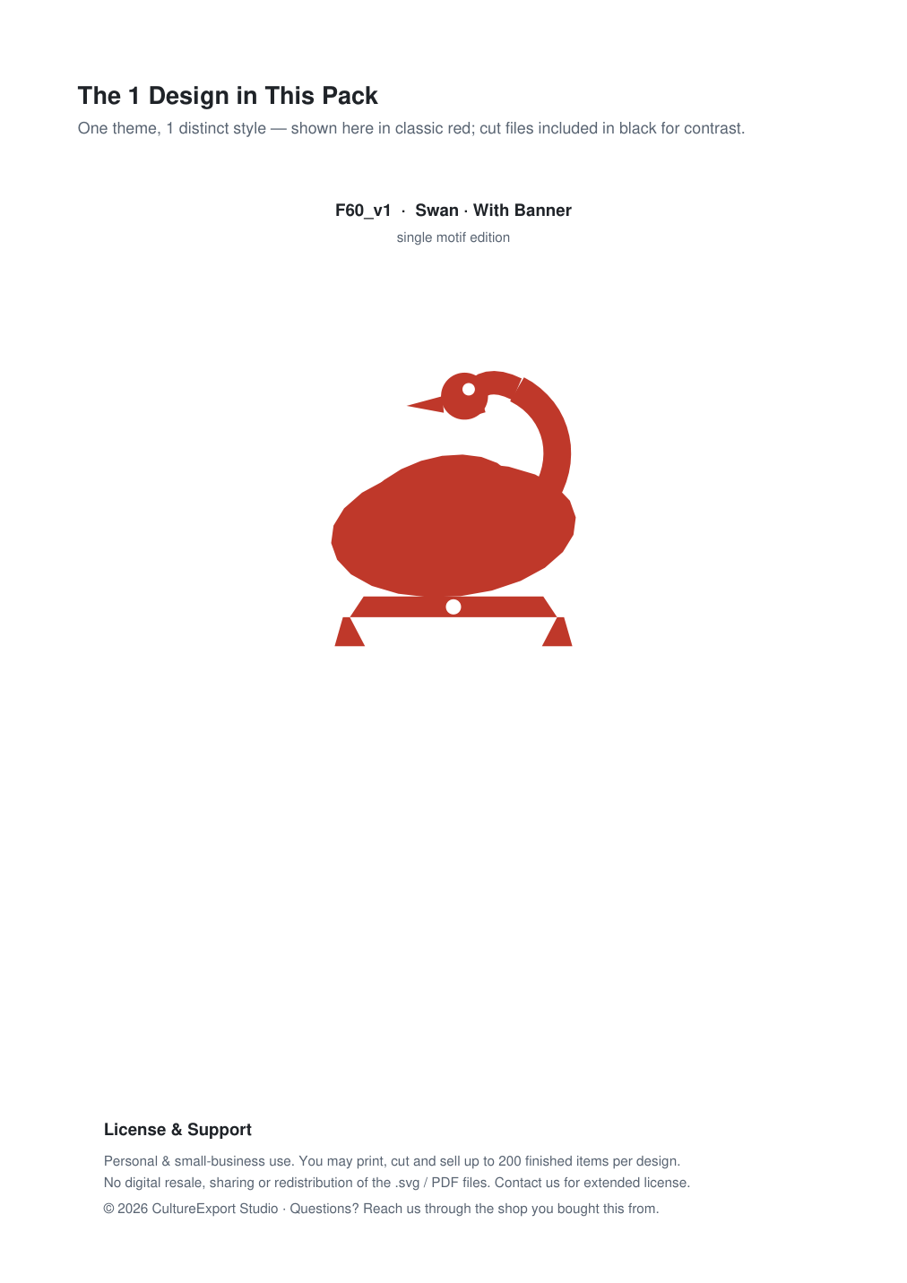Swan Banner Paper Cut - Free SVG + PDF Pack - design