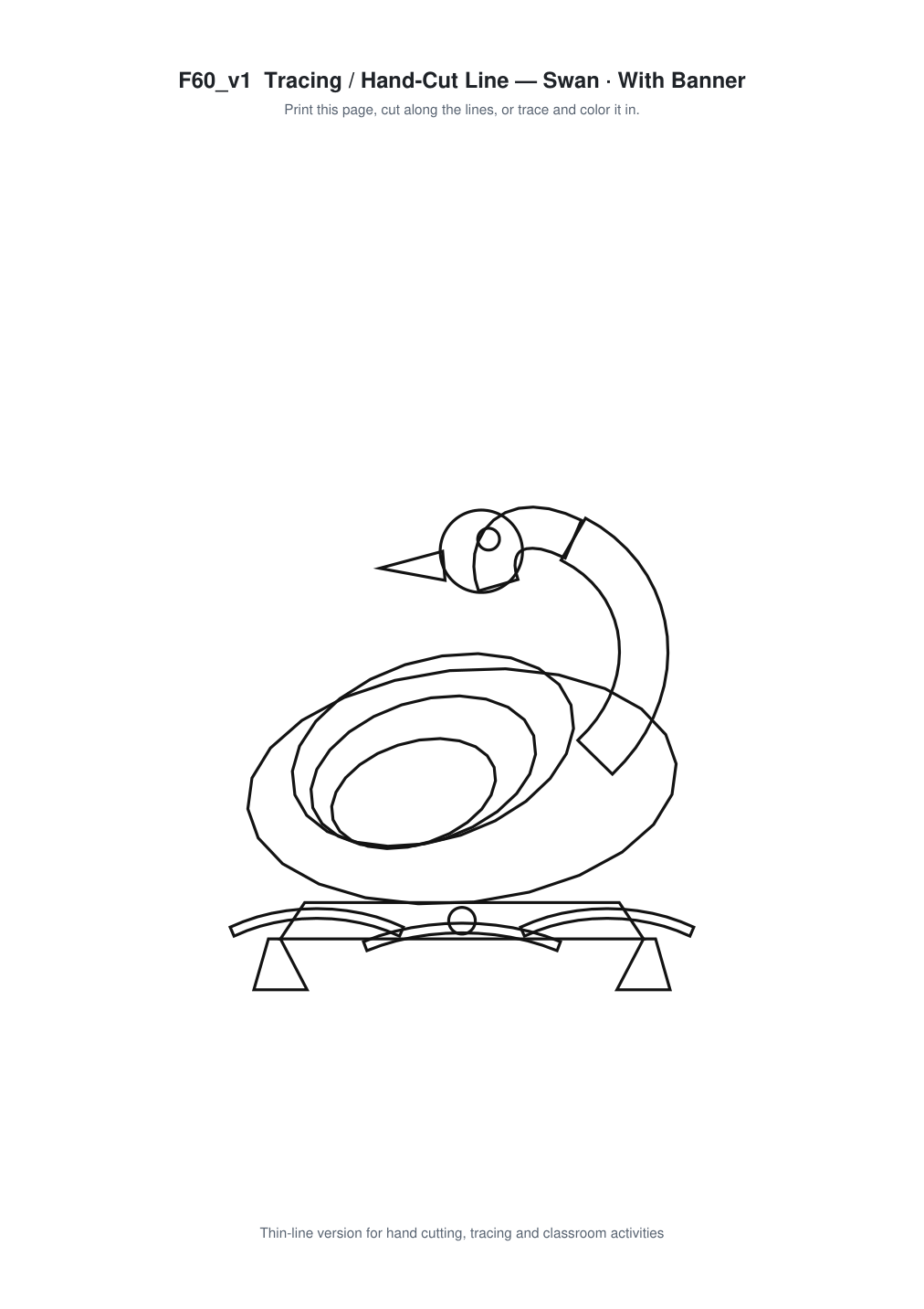 Swan Banner Paper Cut - Free SVG + PDF Pack - line art
