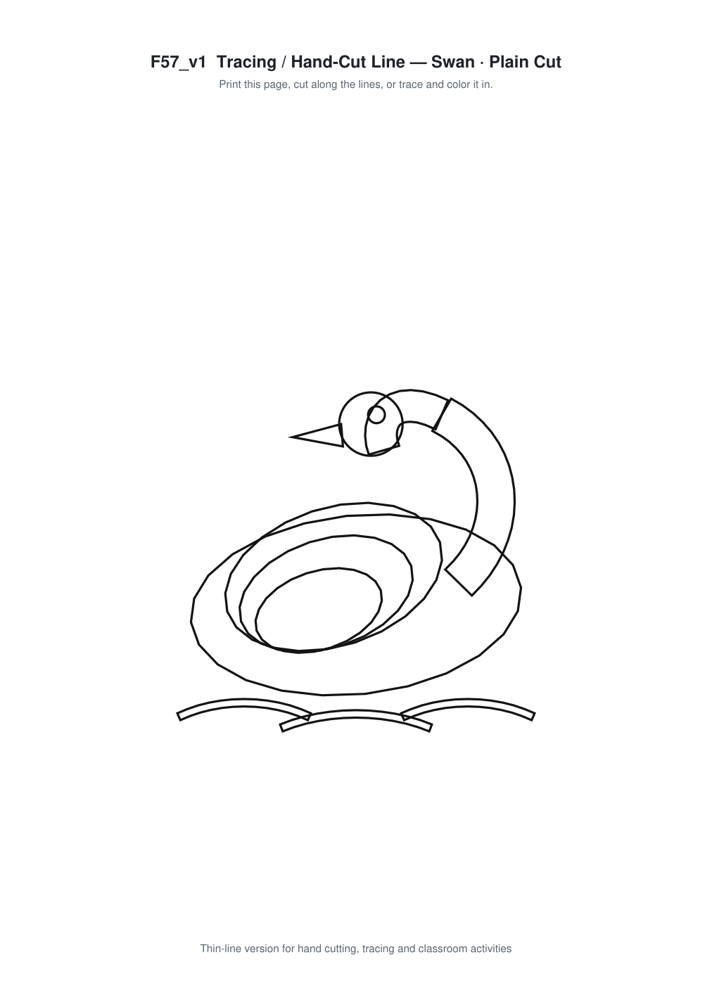 Swan Paper Cut Template - Free SVG + PDF Pack - line art