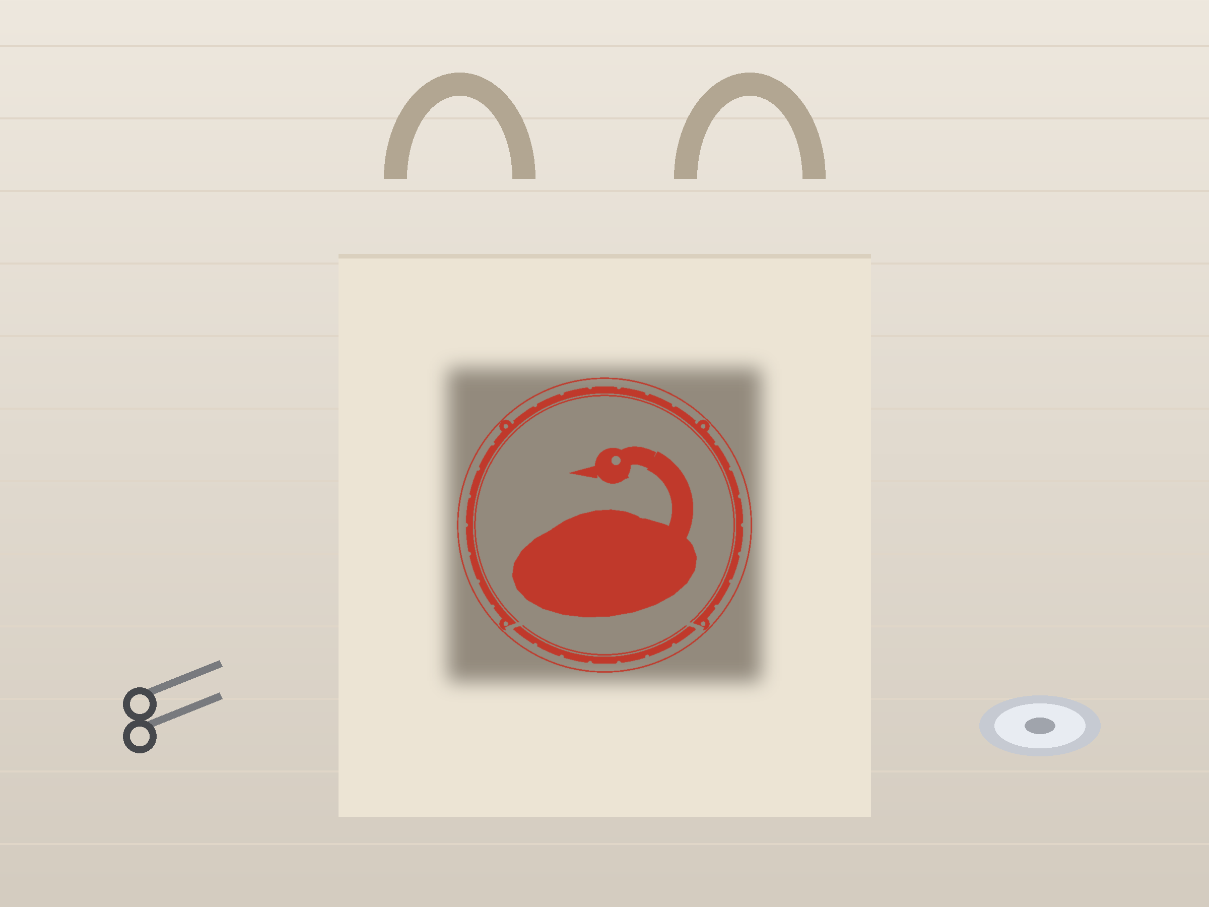 Swan Window Roundel Paper Cut - Free SVG + PDF Pack - on a desk
