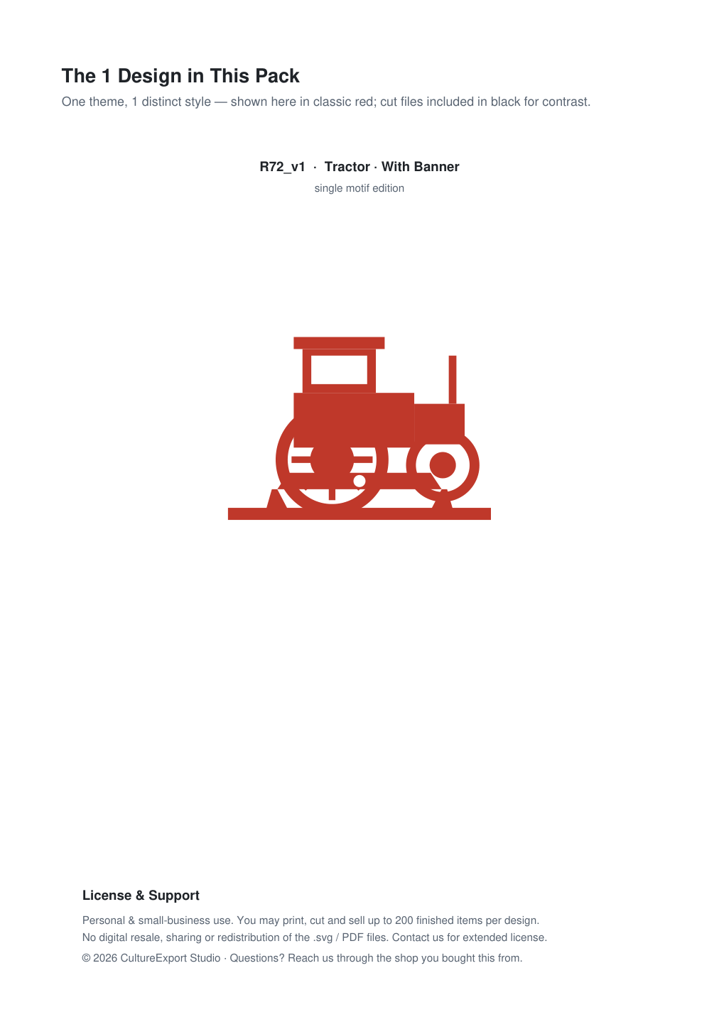 Tractor Banner Paper Cut - Free SVG + PDF Pack - design