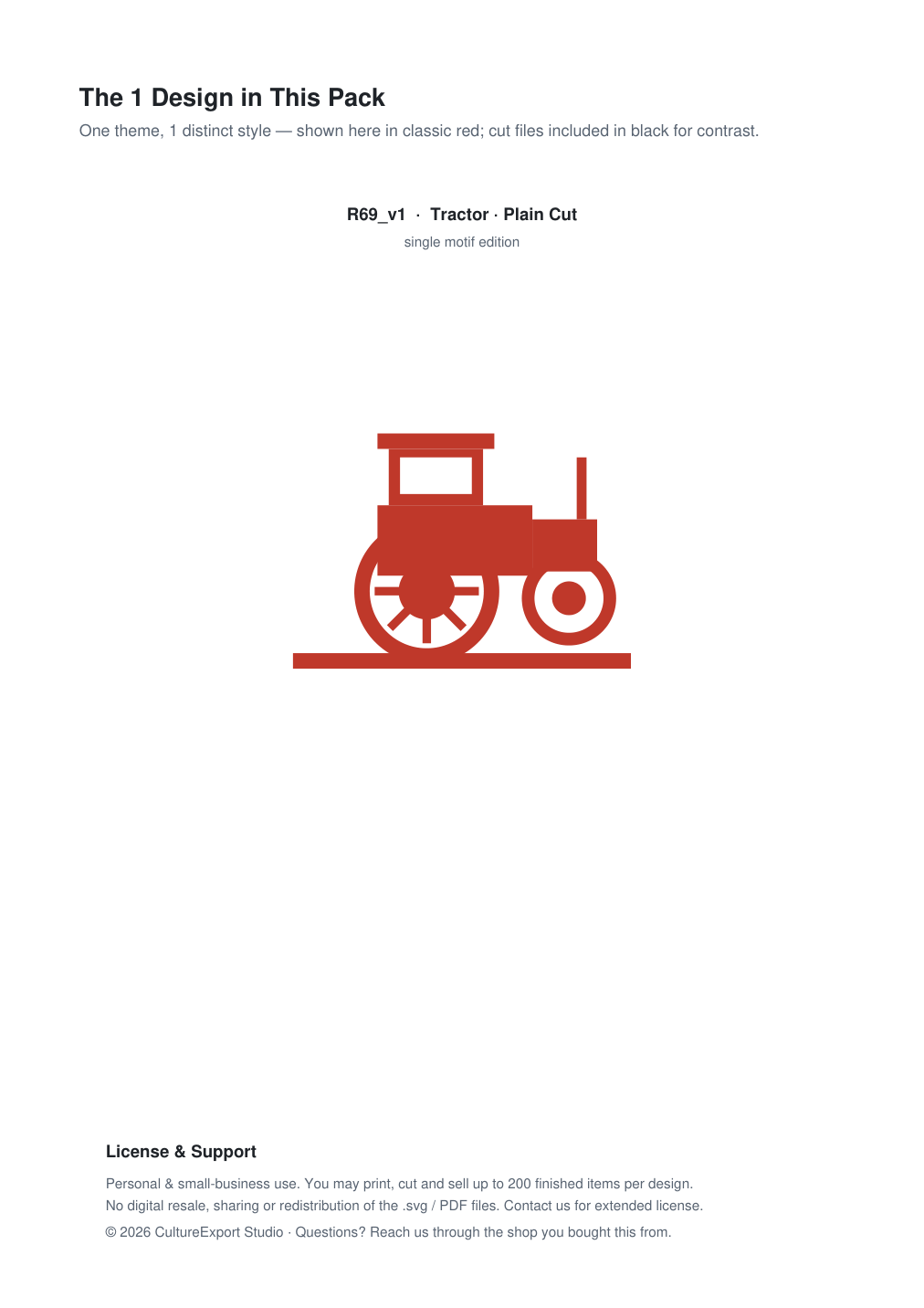Tractor Paper Cut Template - Free SVG + PDF Pack - design