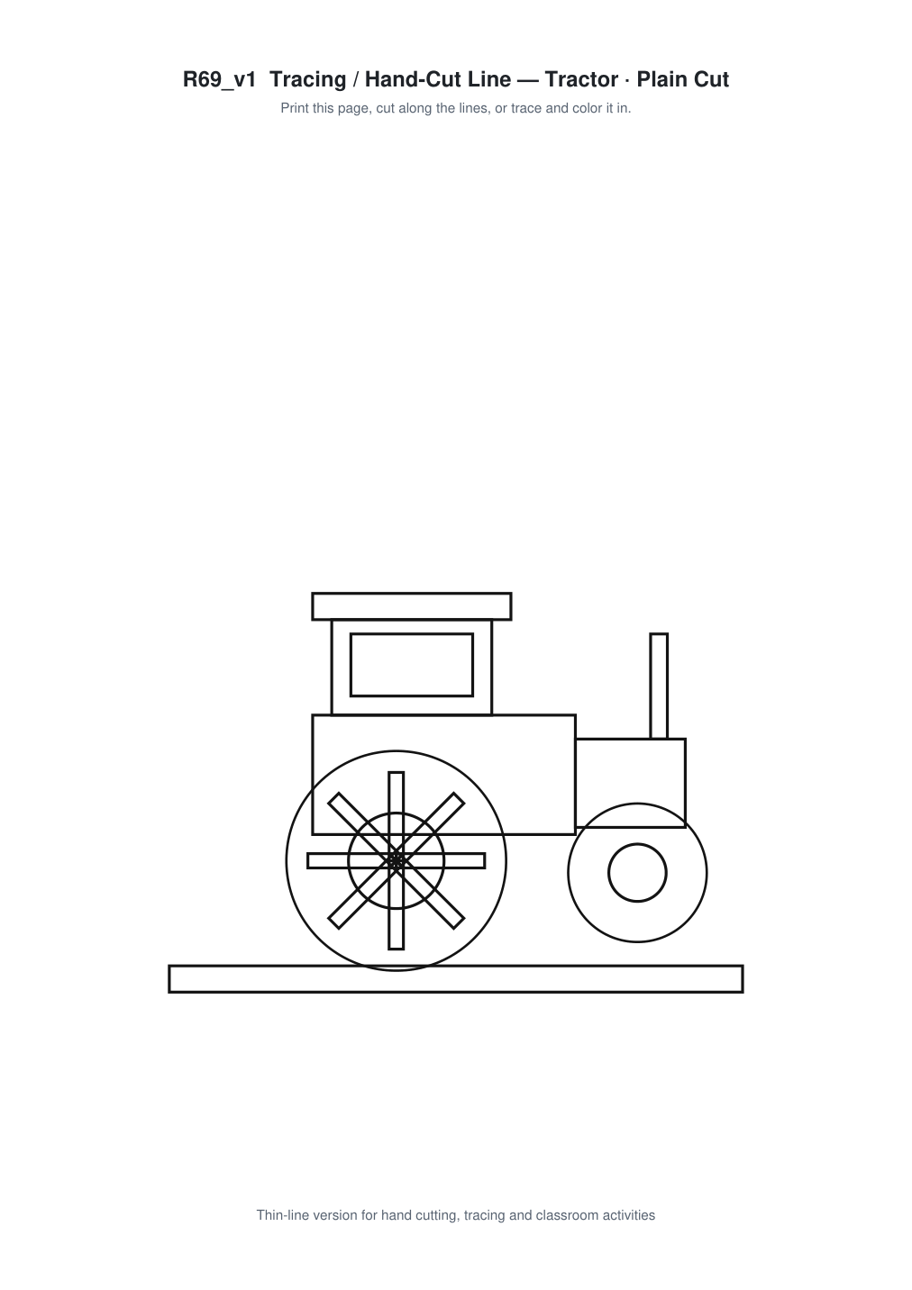 Tractor Paper Cut Template - Free SVG + PDF Pack - line art