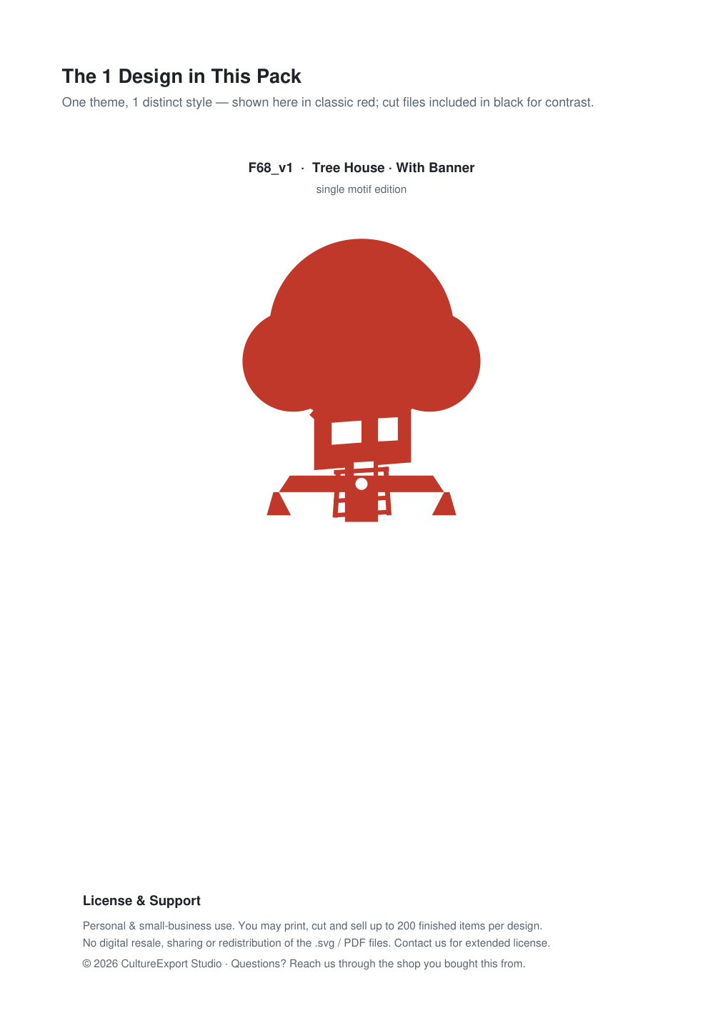 Tree House Banner Paper Cut - Free SVG + PDF Pack - design