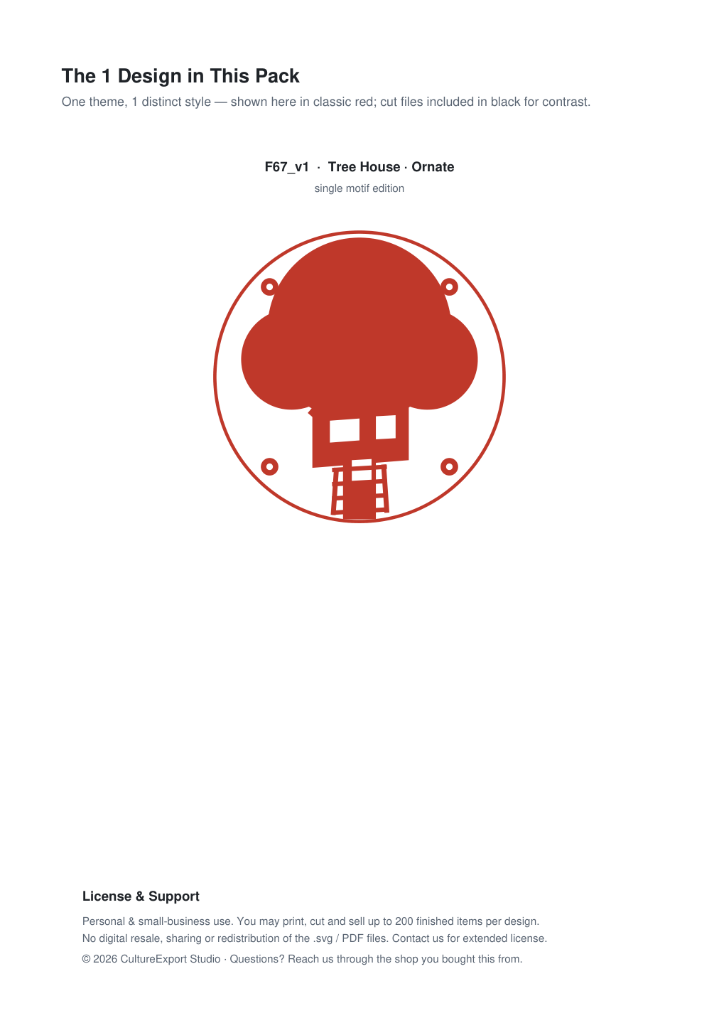 Tree House Ornate Paper Cut Panel - Free SVG + PDF Pack - design
