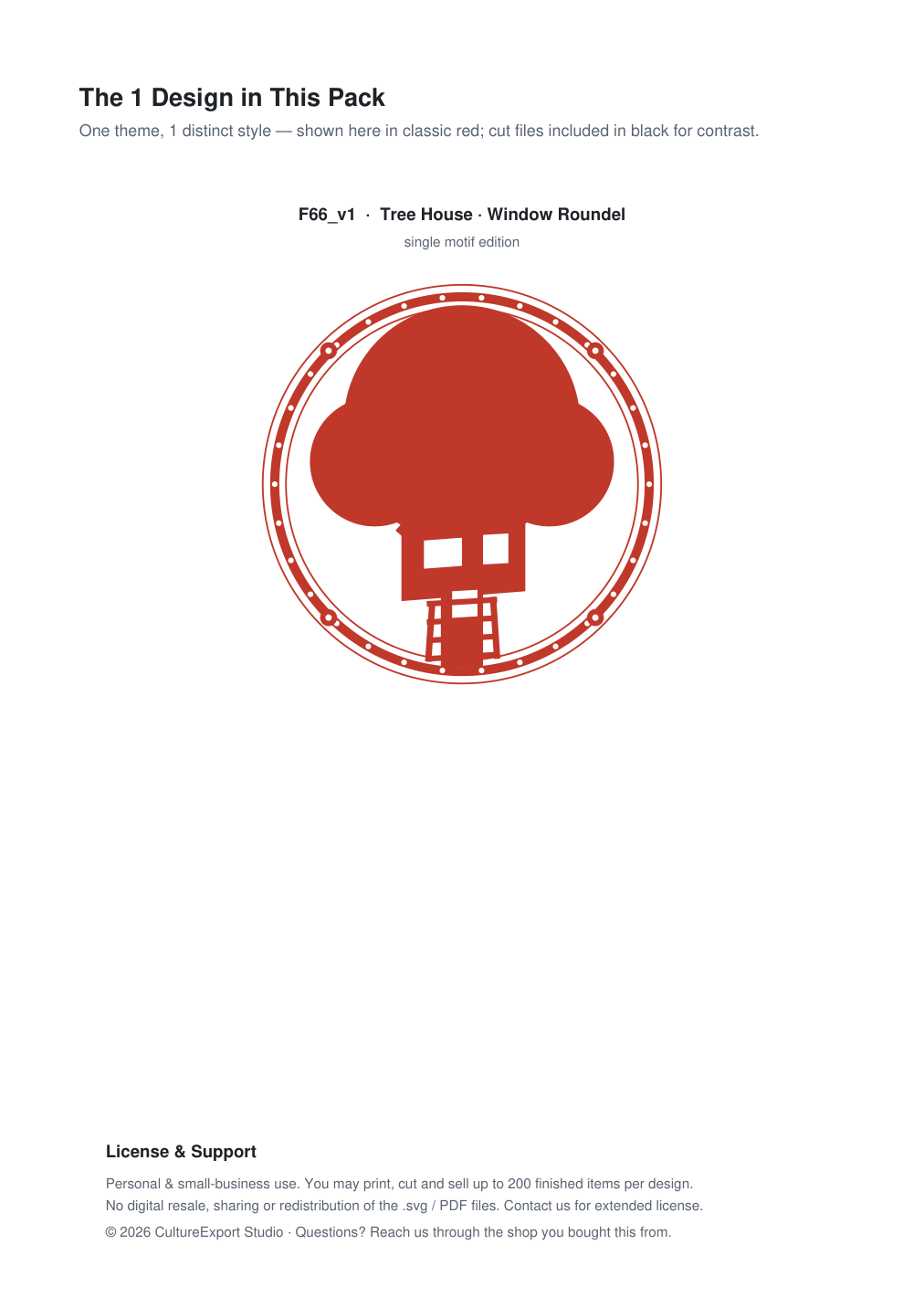 Tree House Window Roundel Paper Cut - Free SVG + PDF Pack - design
