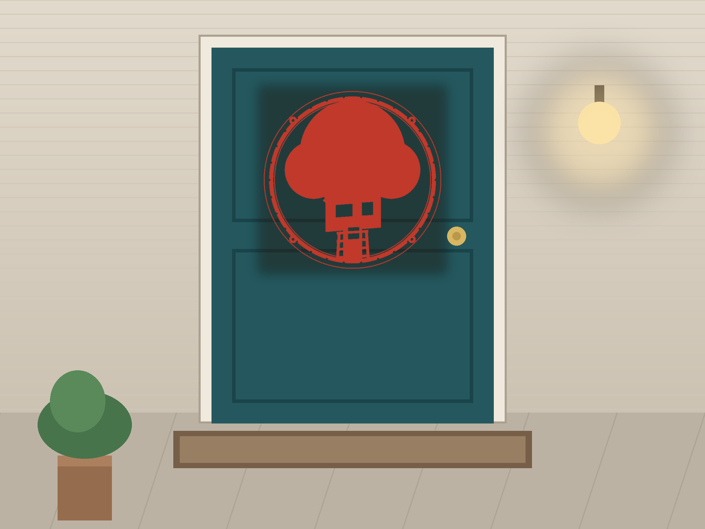 Tree House Window Roundel Paper Cut - Free SVG + PDF Pack - on a desk