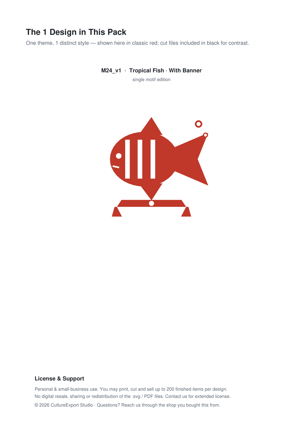Tropical Fish Banner Paper Cut - Free SVG + PDF Pack - design