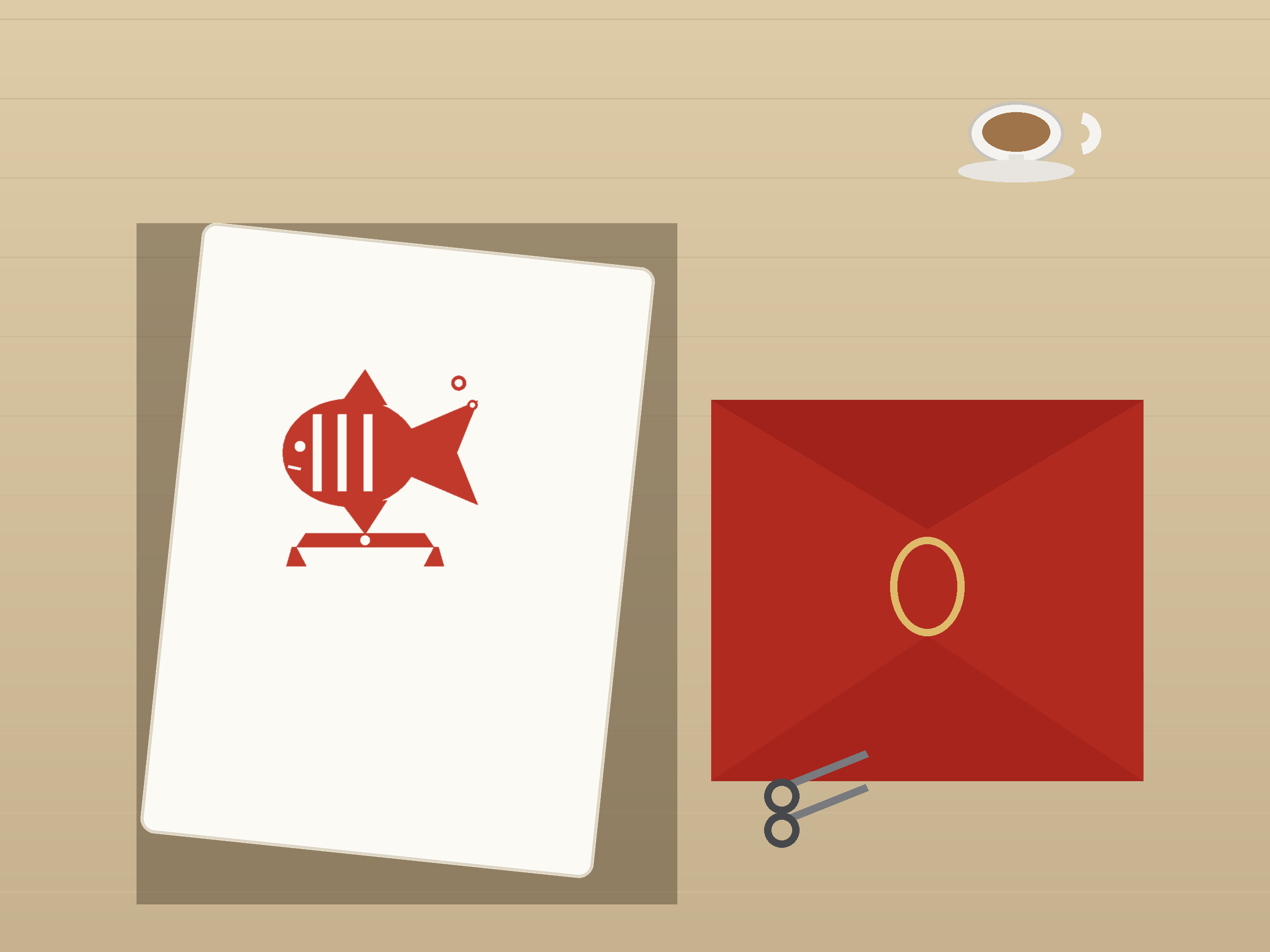 Tropical Fish Banner Paper Cut - Free SVG + PDF Pack - on a desk