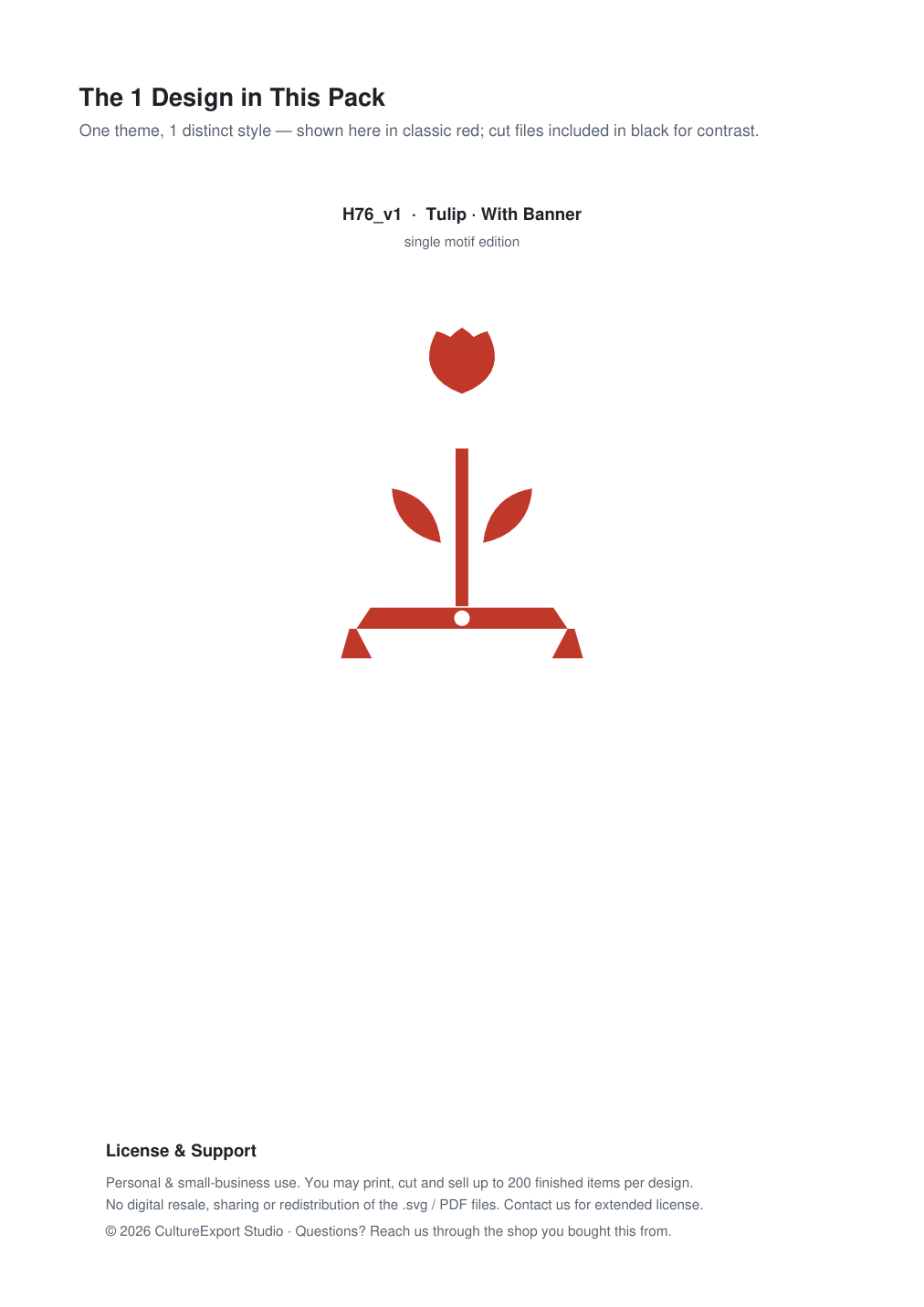 Tulip Banner Paper Cut - Free SVG + PDF Pack - design
