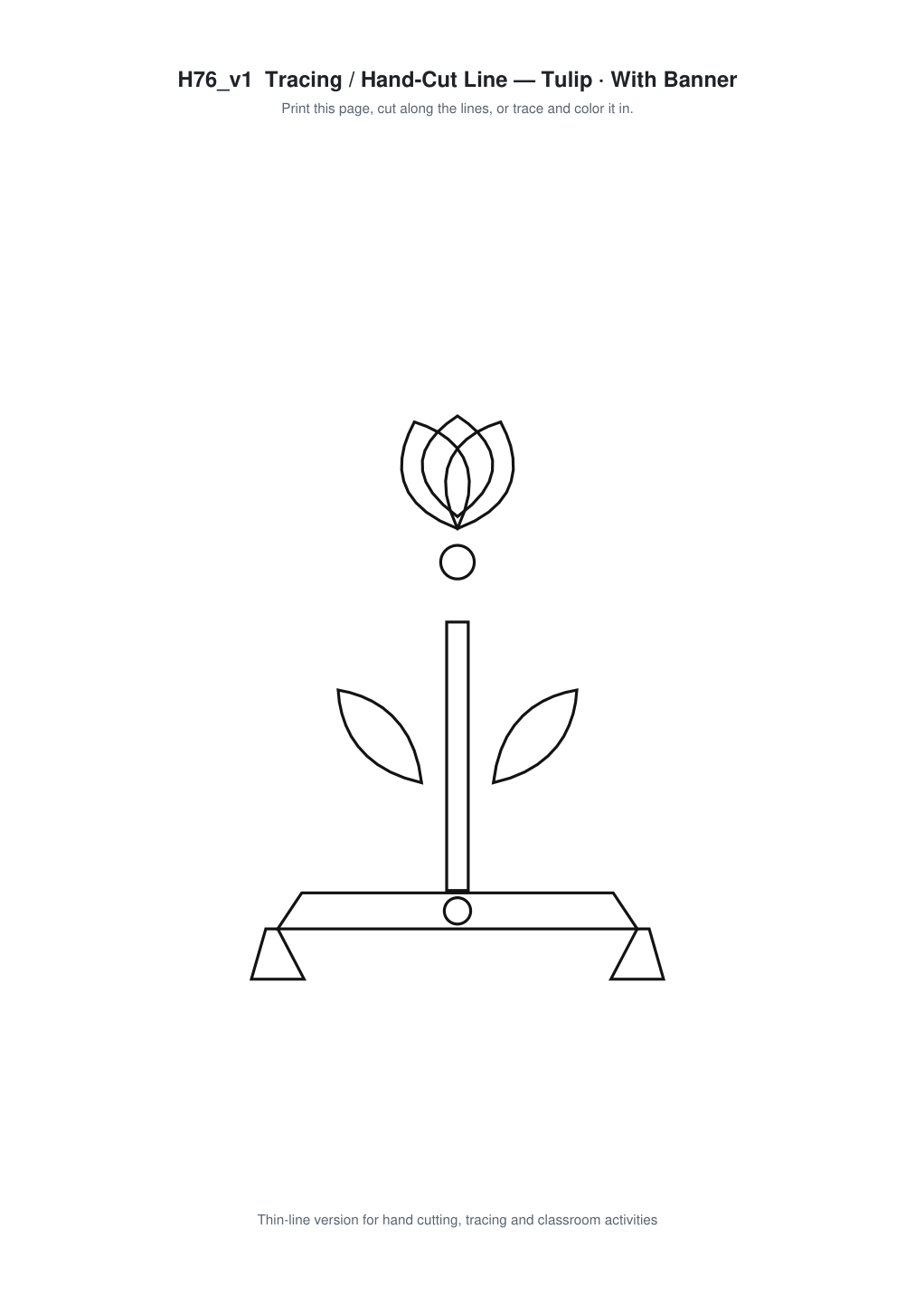 Tulip Banner Paper Cut - Free SVG + PDF Pack - line art