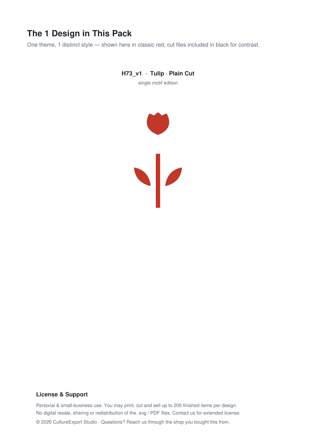 Tulip Paper Cut Template - Free SVG + PDF Pack - design