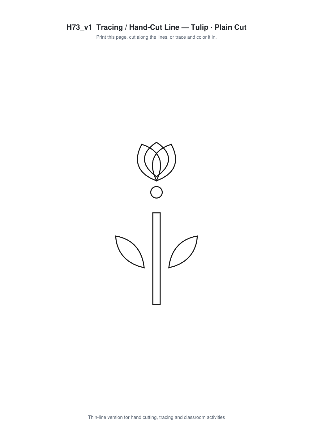 Tulip Paper Cut Template - Free SVG + PDF Pack - line art