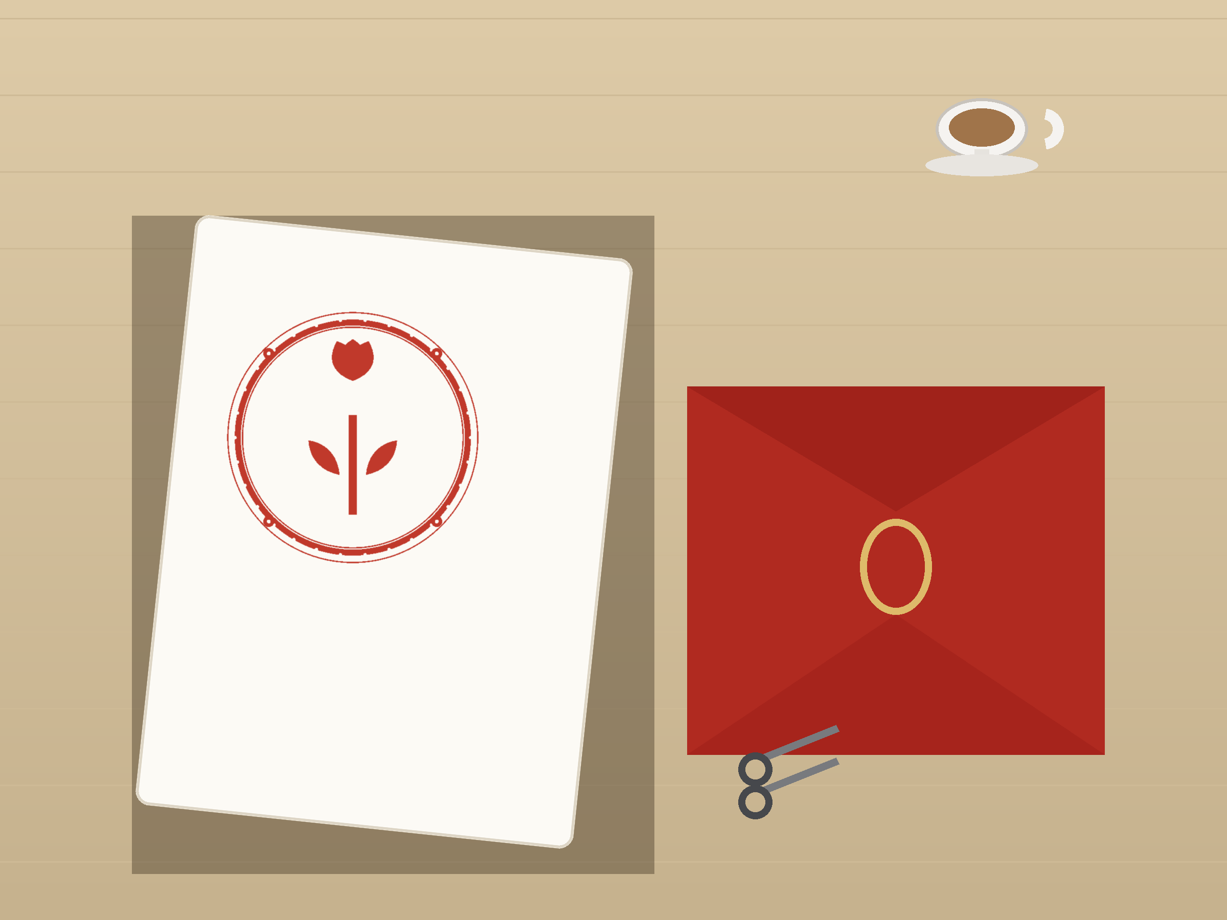 Tulip Window Roundel Paper Cut - Free SVG + PDF Pack - on a desk