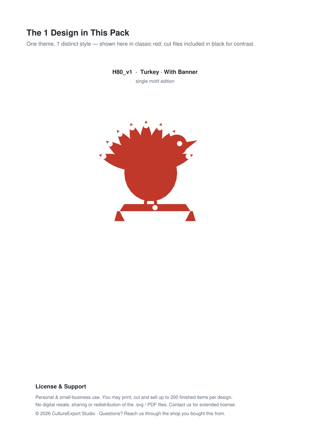 Turkey Banner Paper Cut - Free SVG + PDF Pack - design