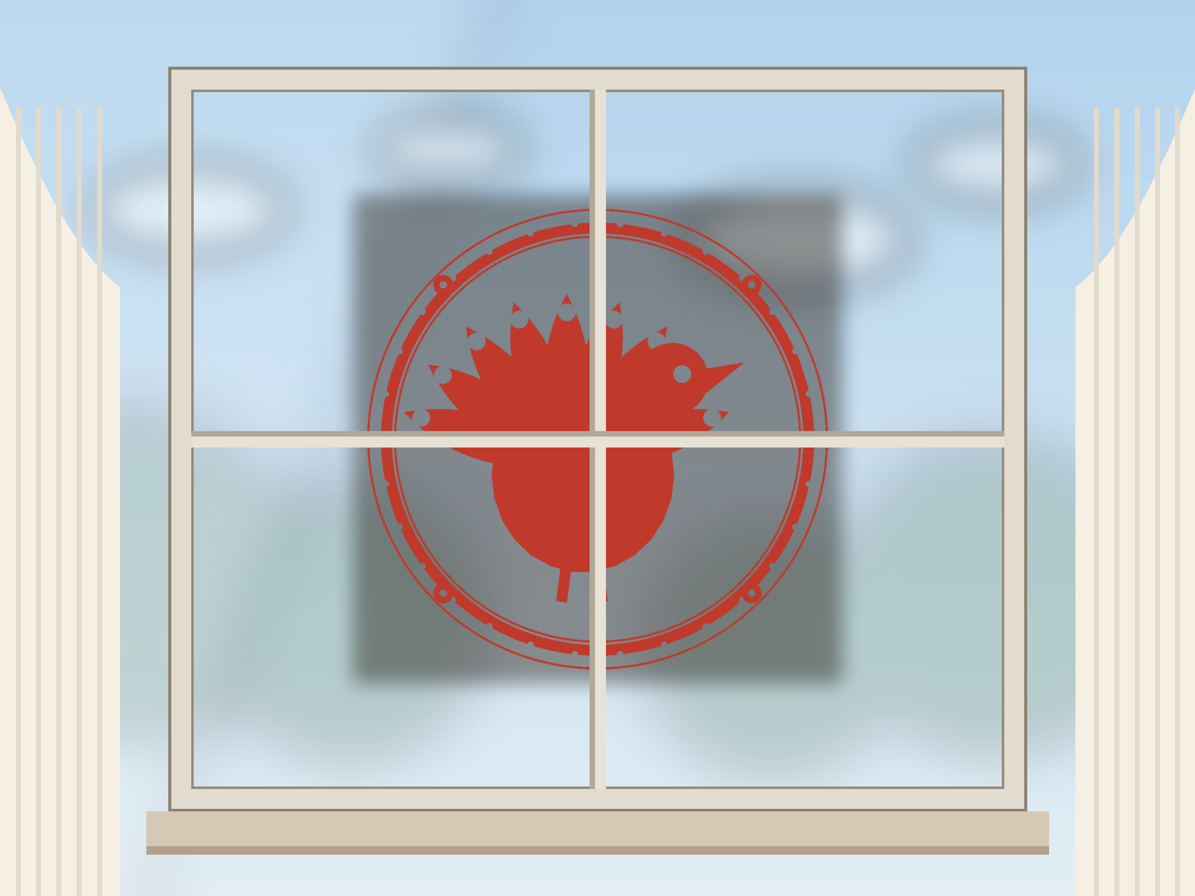 Turkey Window Roundel Paper Cut - Free SVG + PDF Pack - on a desk