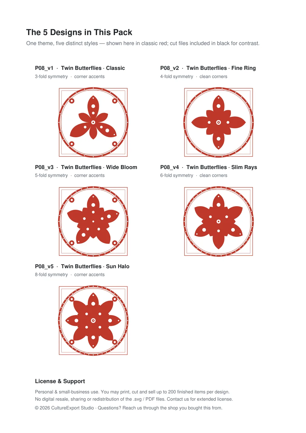 Twin Butterflies Paper Cut Template - Free SVG + PDF Pack - all designs