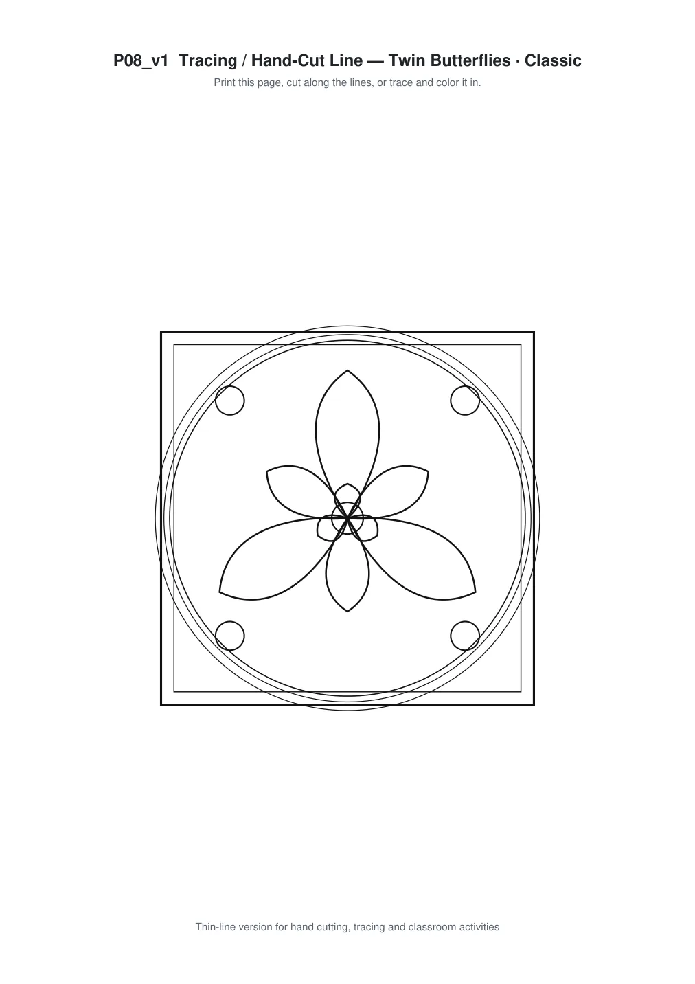 Twin Butterflies Paper Cut Template - Free SVG + PDF Pack - line art