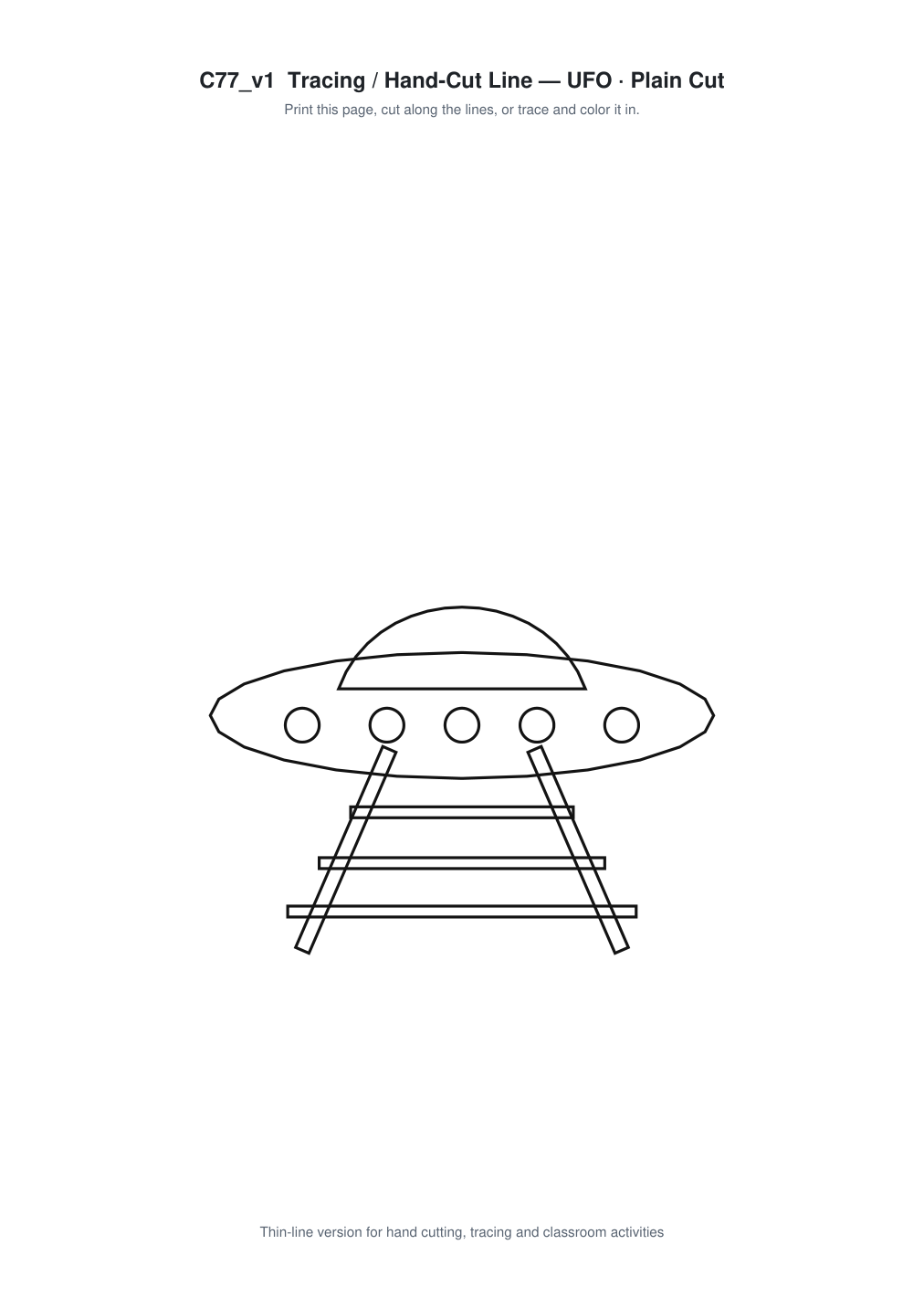 UFO Paper Cut Template - Free SVG + PDF Pack - line art