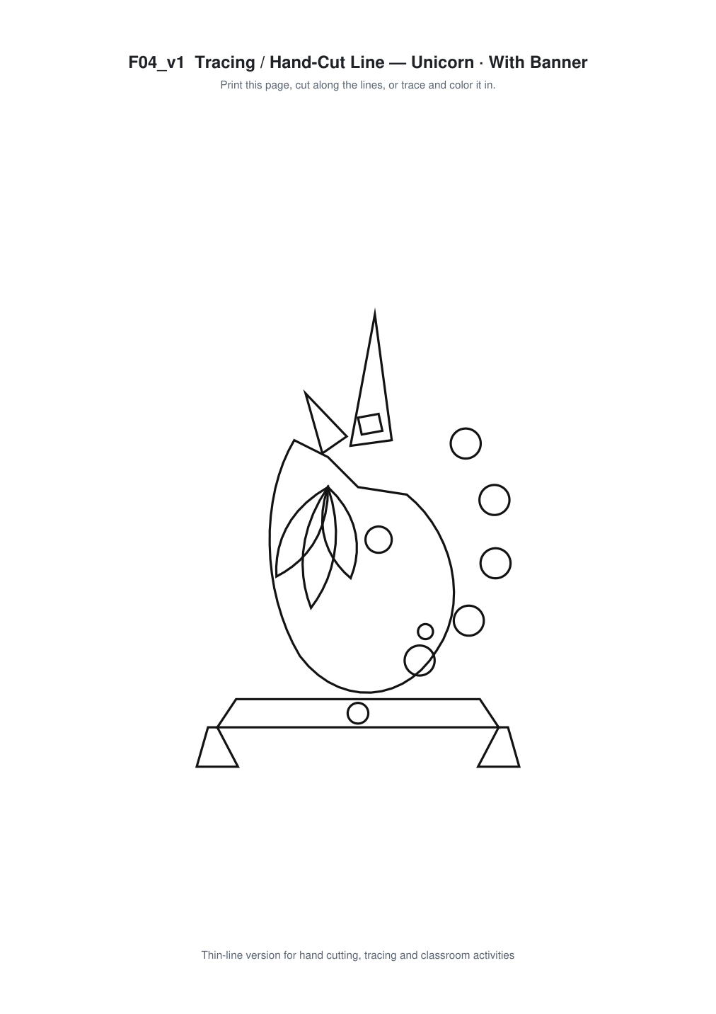 Unicorn Banner Paper Cut - Free SVG + PDF Pack - line art