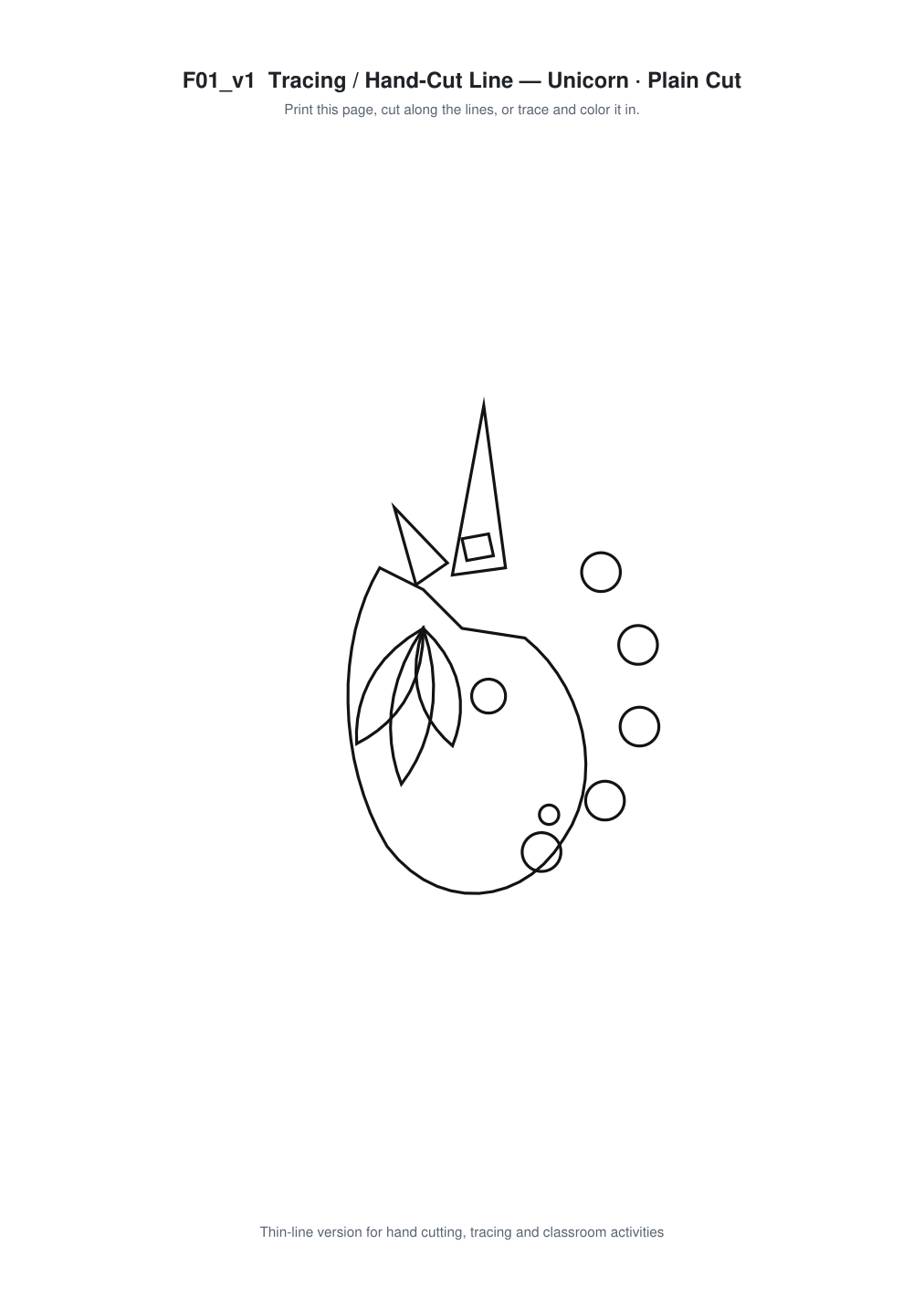 Unicorn Paper Cut Template - Free SVG + PDF Pack - line art