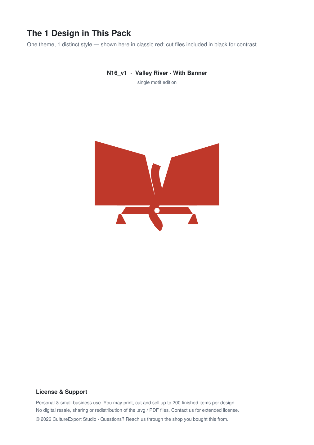 Valley River Banner Paper Cut - Free SVG + PDF Pack - design