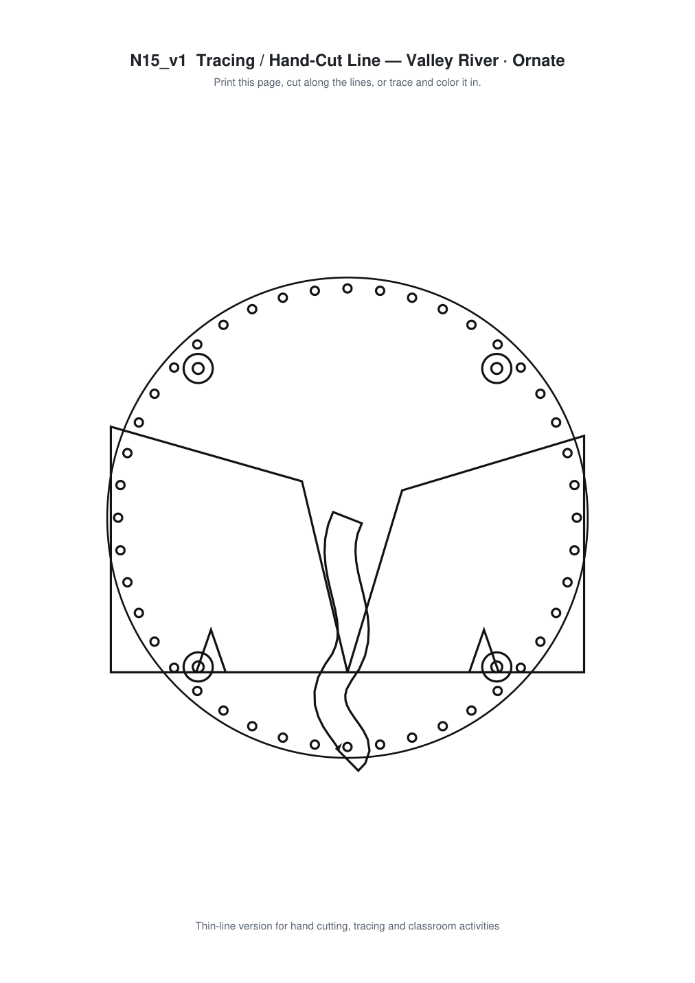 Valley River Ornate Paper Cut Panel - Free SVG + PDF Pack - line art