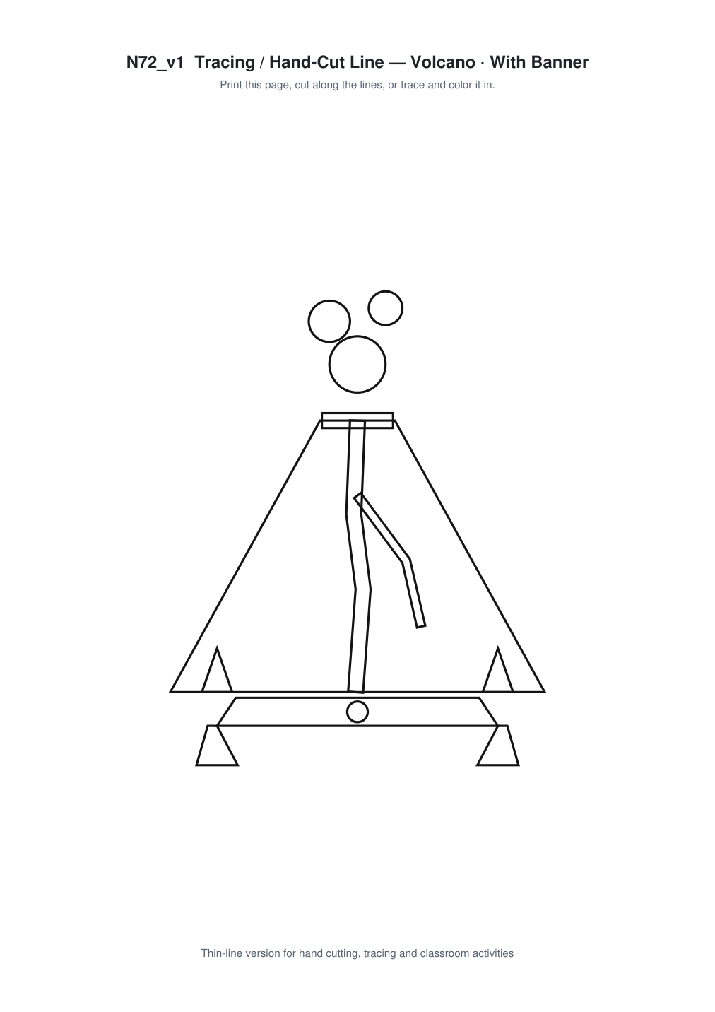 Volcano Banner Paper Cut - Free SVG + PDF Pack - line art