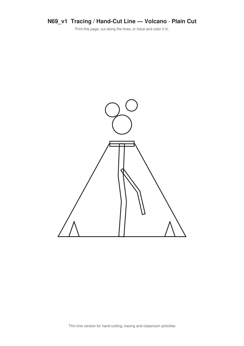 Volcano Paper Cut Template - Free SVG + PDF Pack - line art