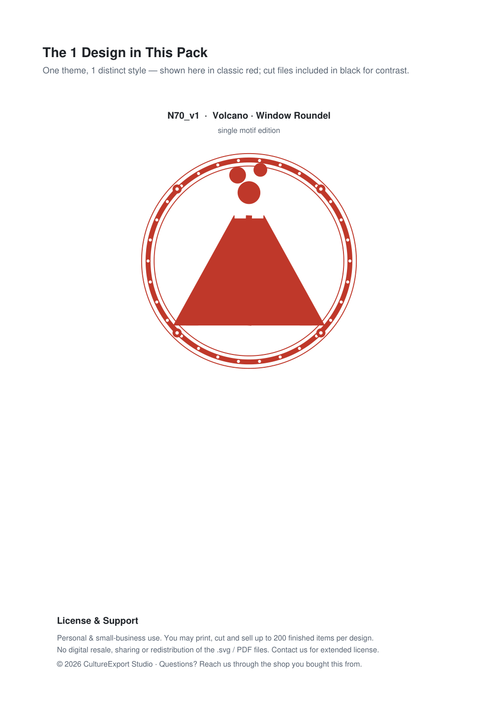 Volcano Window Roundel Paper Cut - Free SVG + PDF Pack - design