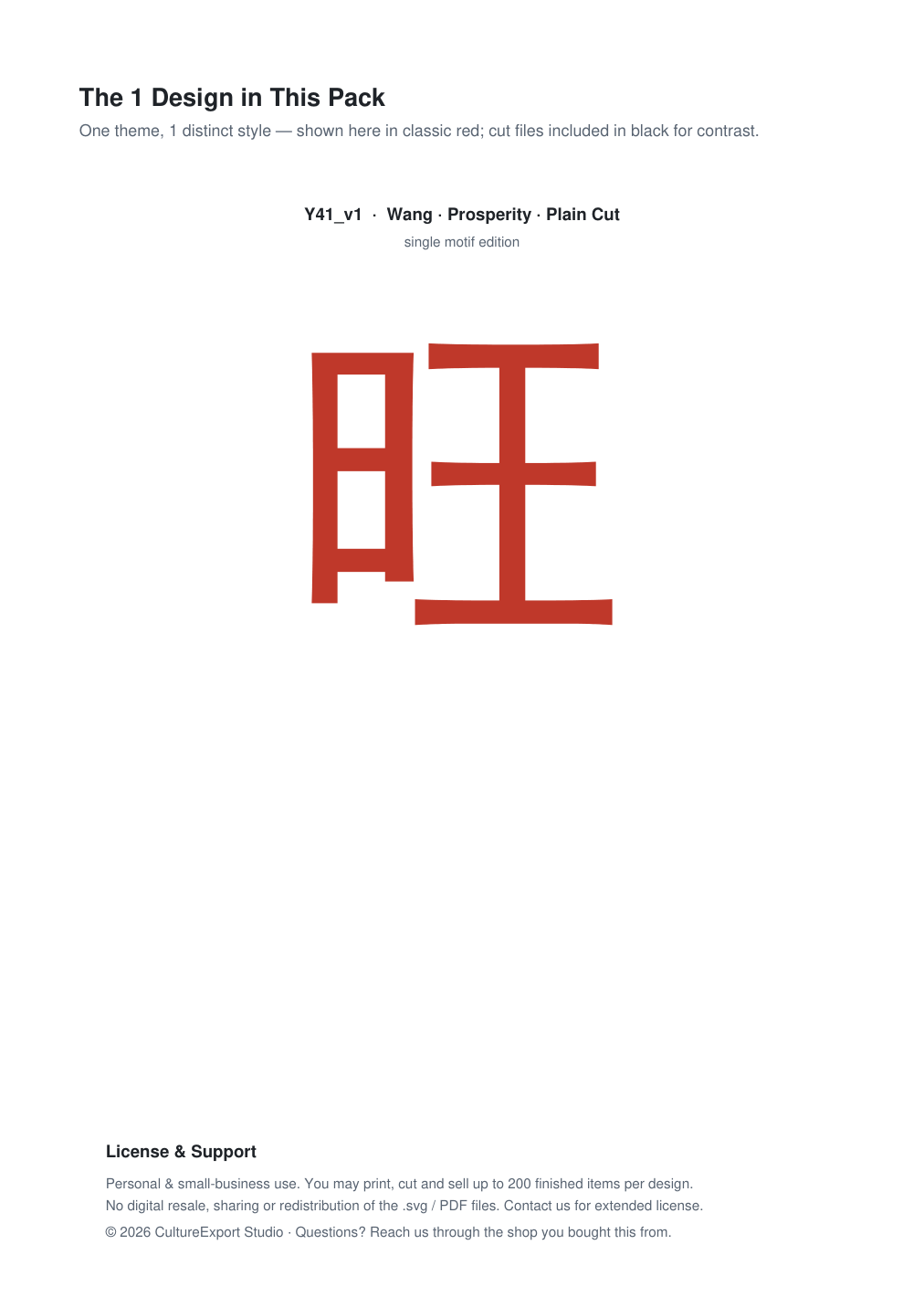 Wang Prosperity Paper Cut Template - Free SVG + PDF Pack - design