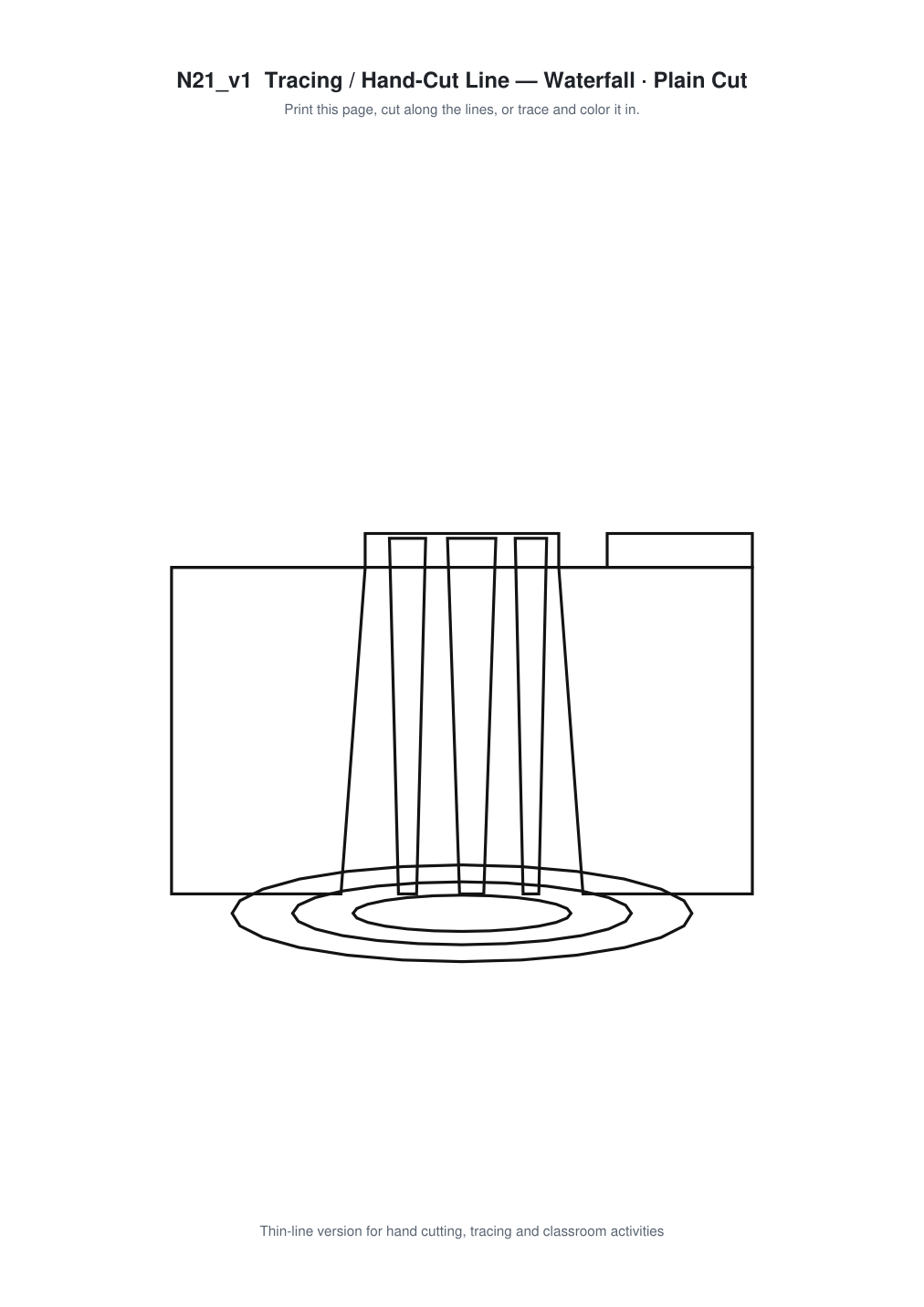 Waterfall Paper Cut Template - Free SVG + PDF Pack - line art