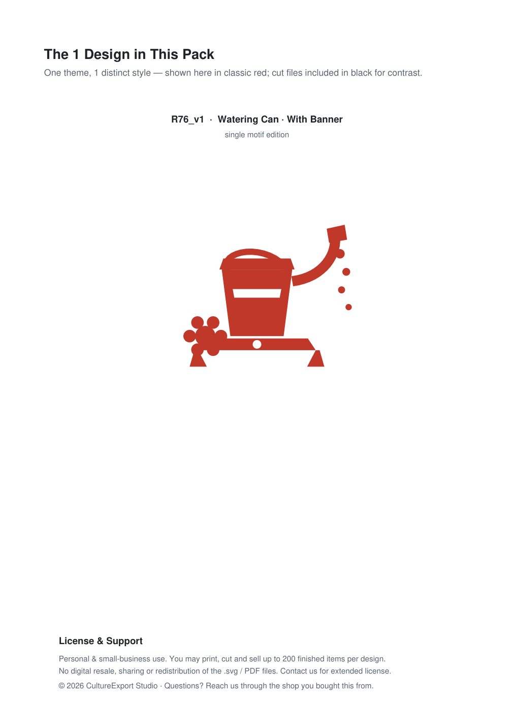 Watering Can Banner Paper Cut - Free SVG + PDF Pack - design