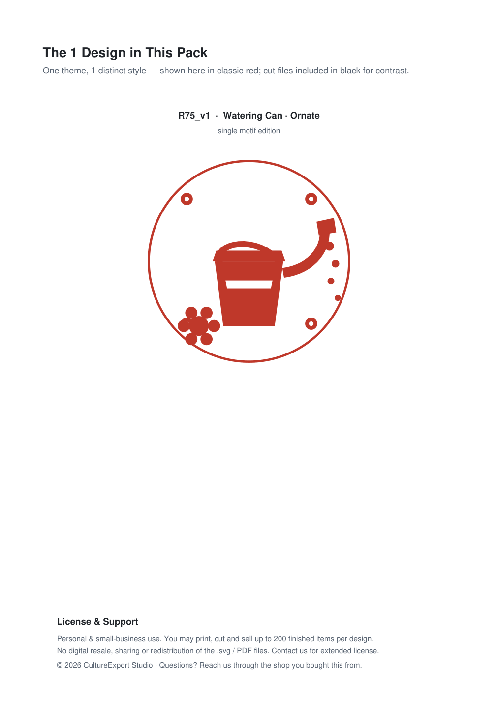 Watering Can Ornate Paper Cut Panel - Free SVG + PDF Pack - design