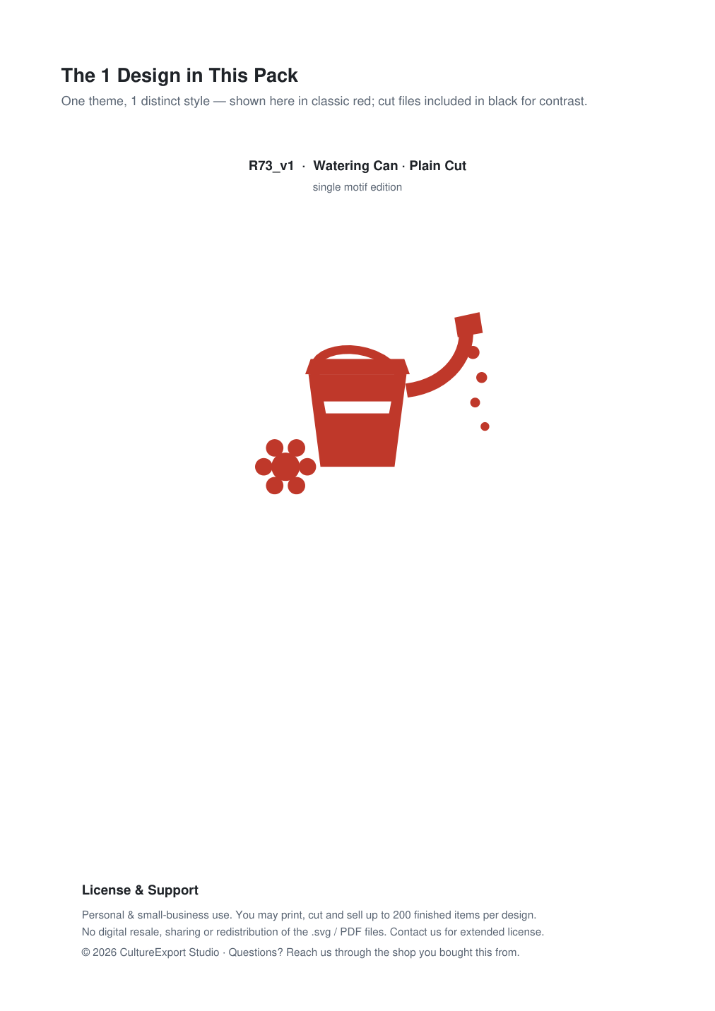 Watering Can Paper Cut Template - Free SVG + PDF Pack - design