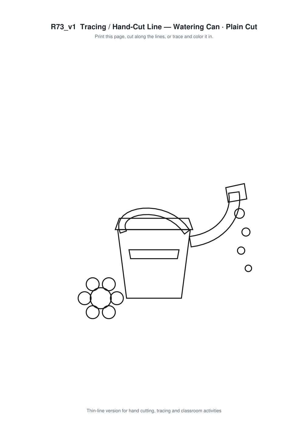 Watering Can Paper Cut Template - Free SVG + PDF Pack - line art