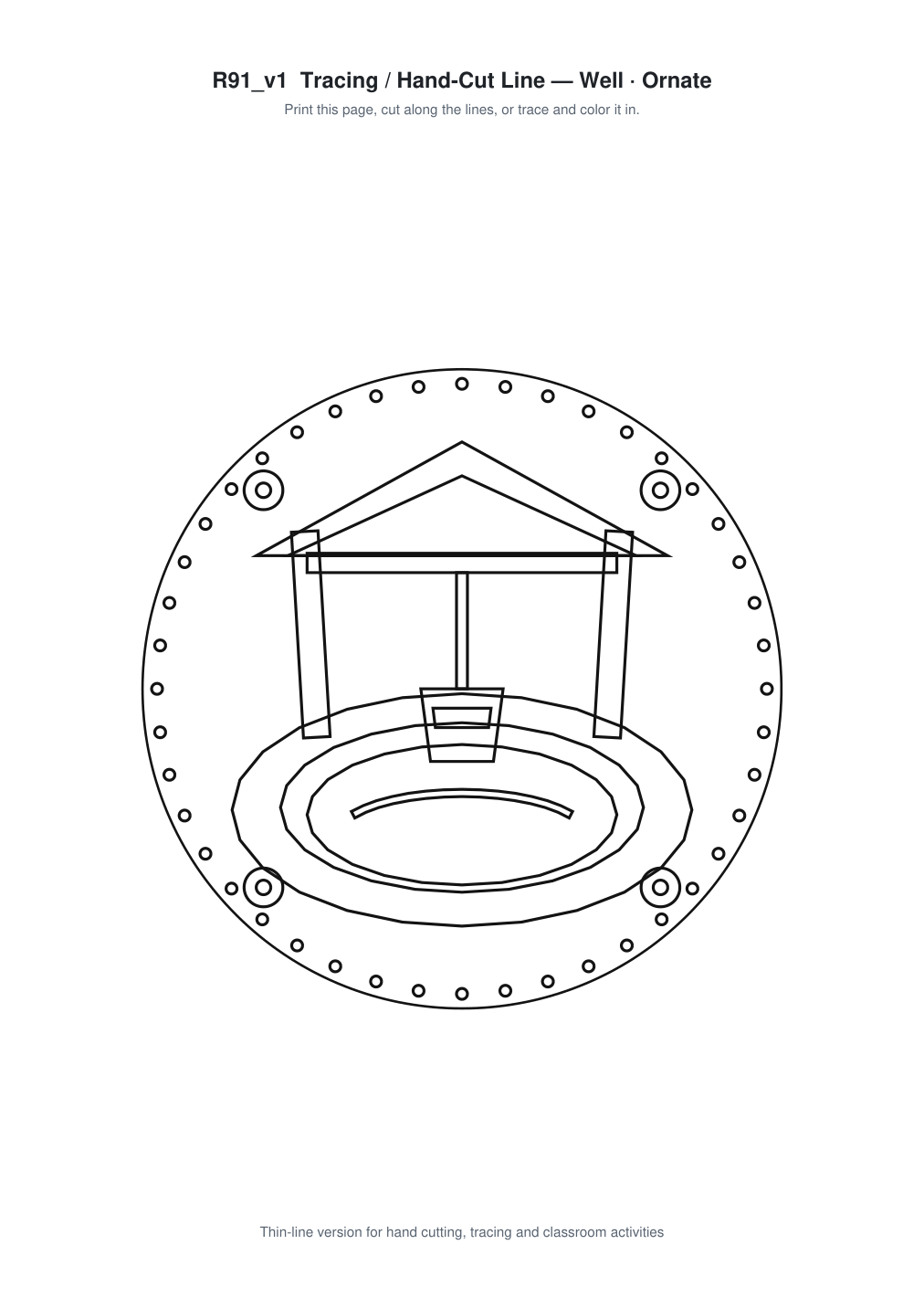 Well Ornate Paper Cut Panel - Free SVG + PDF Pack - line art