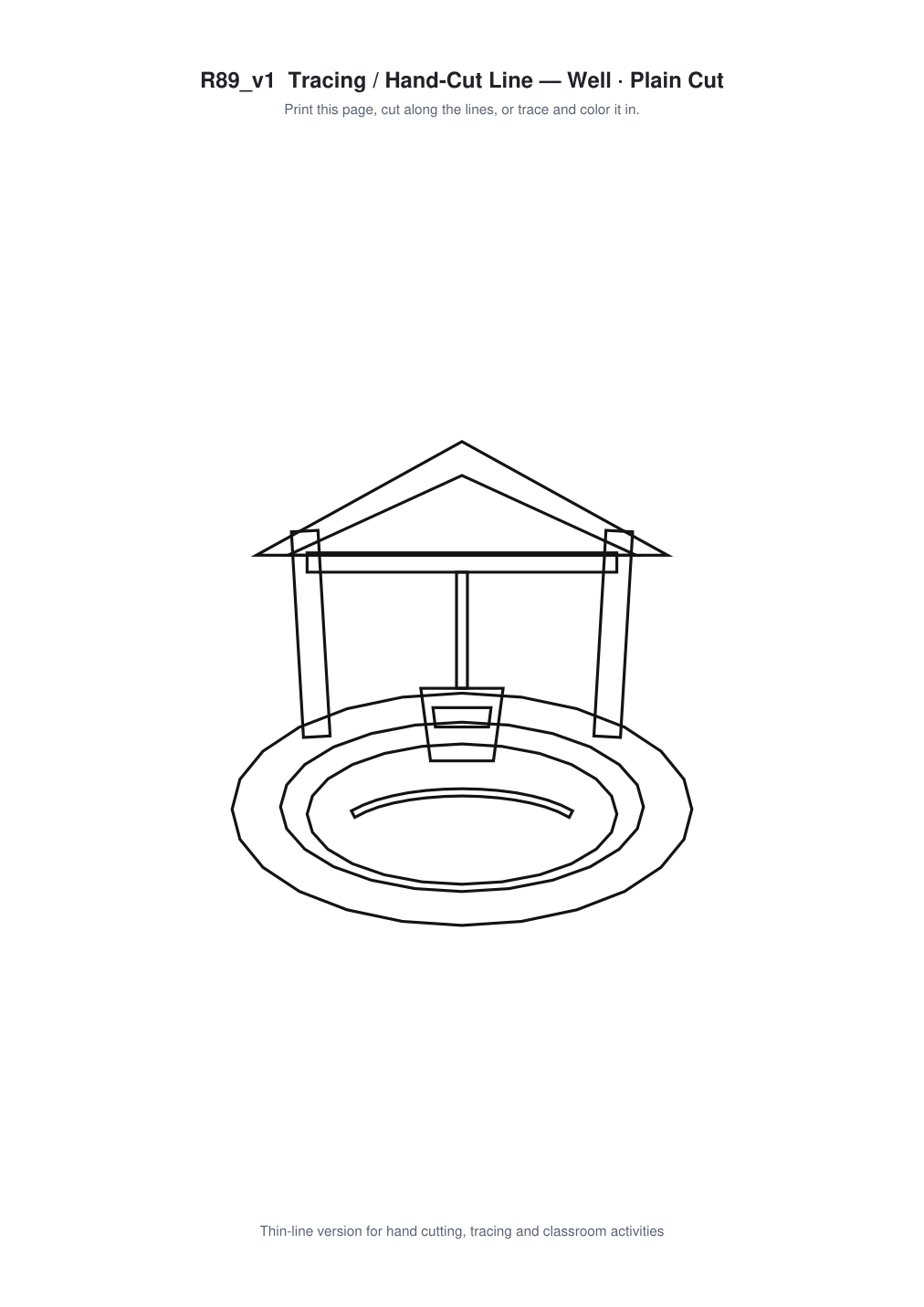 Well Paper Cut Template - Free SVG + PDF Pack - line art