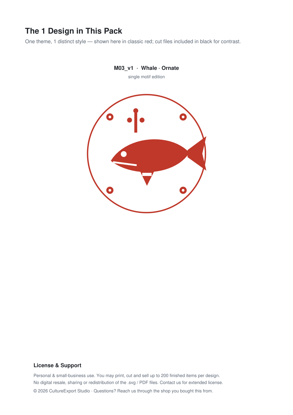 Whale Ornate Paper Cut Panel - Free SVG + PDF Pack - design