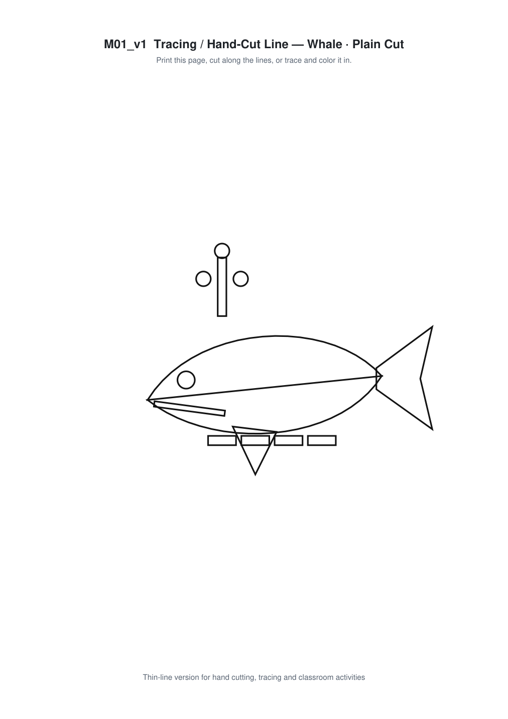 Whale Paper Cut Template - Free SVG + PDF Pack - line art