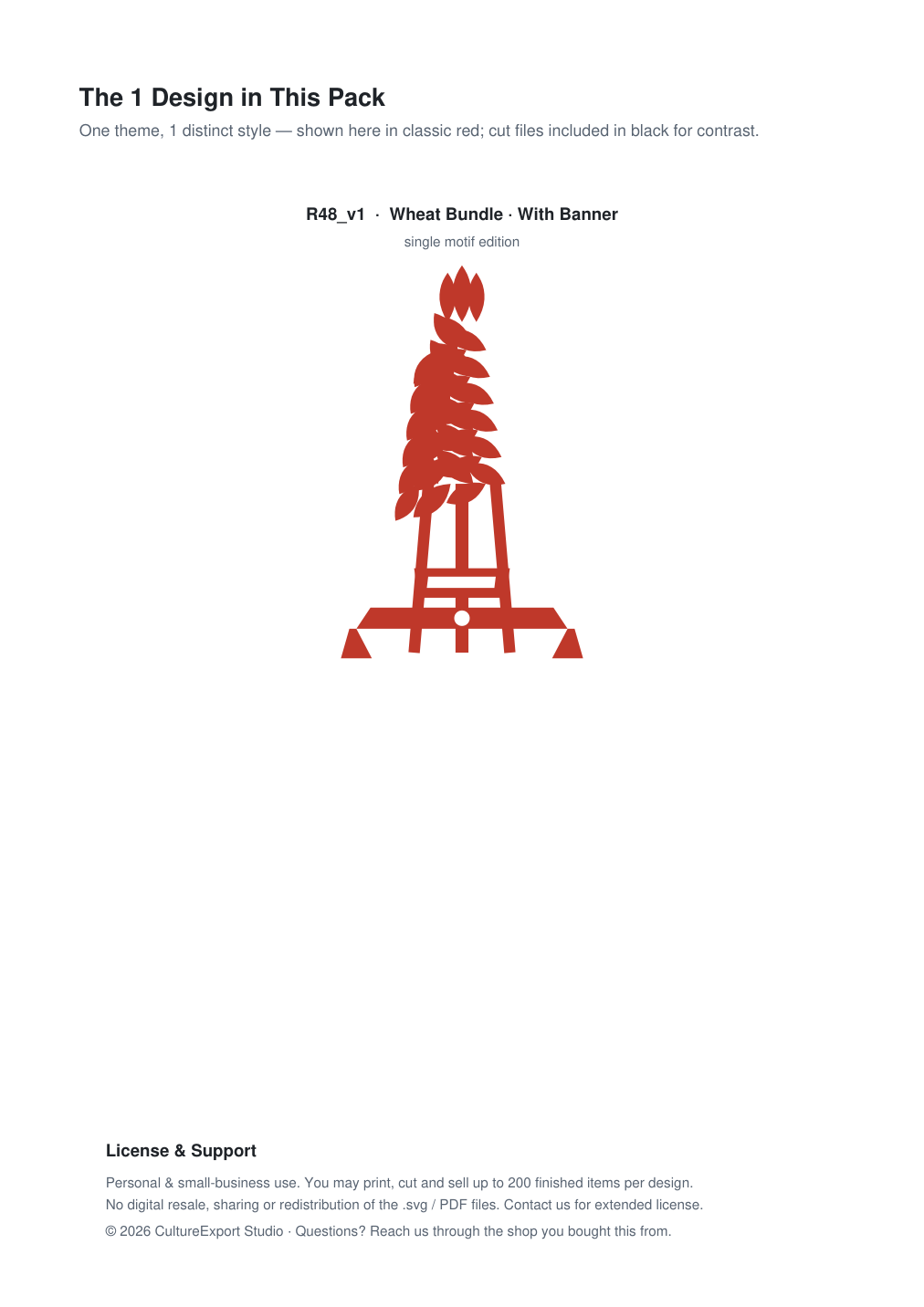 Wheat Bundle Banner Paper Cut - Free SVG + PDF Pack - design