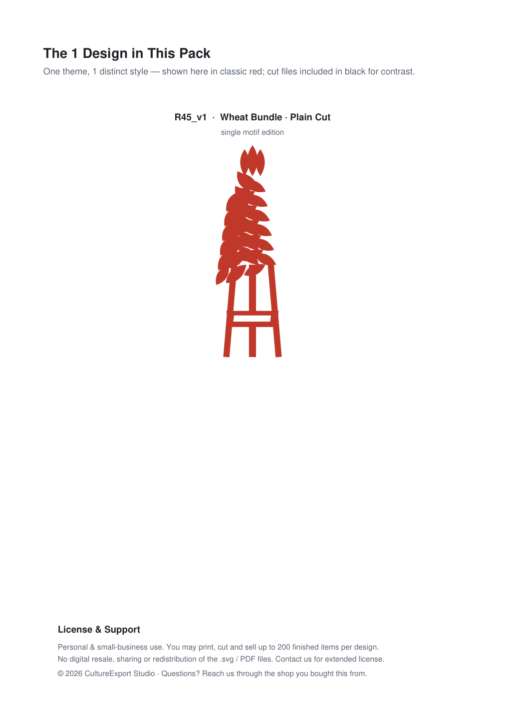 Wheat Bundle Paper Cut Template - Free SVG + PDF Pack - design