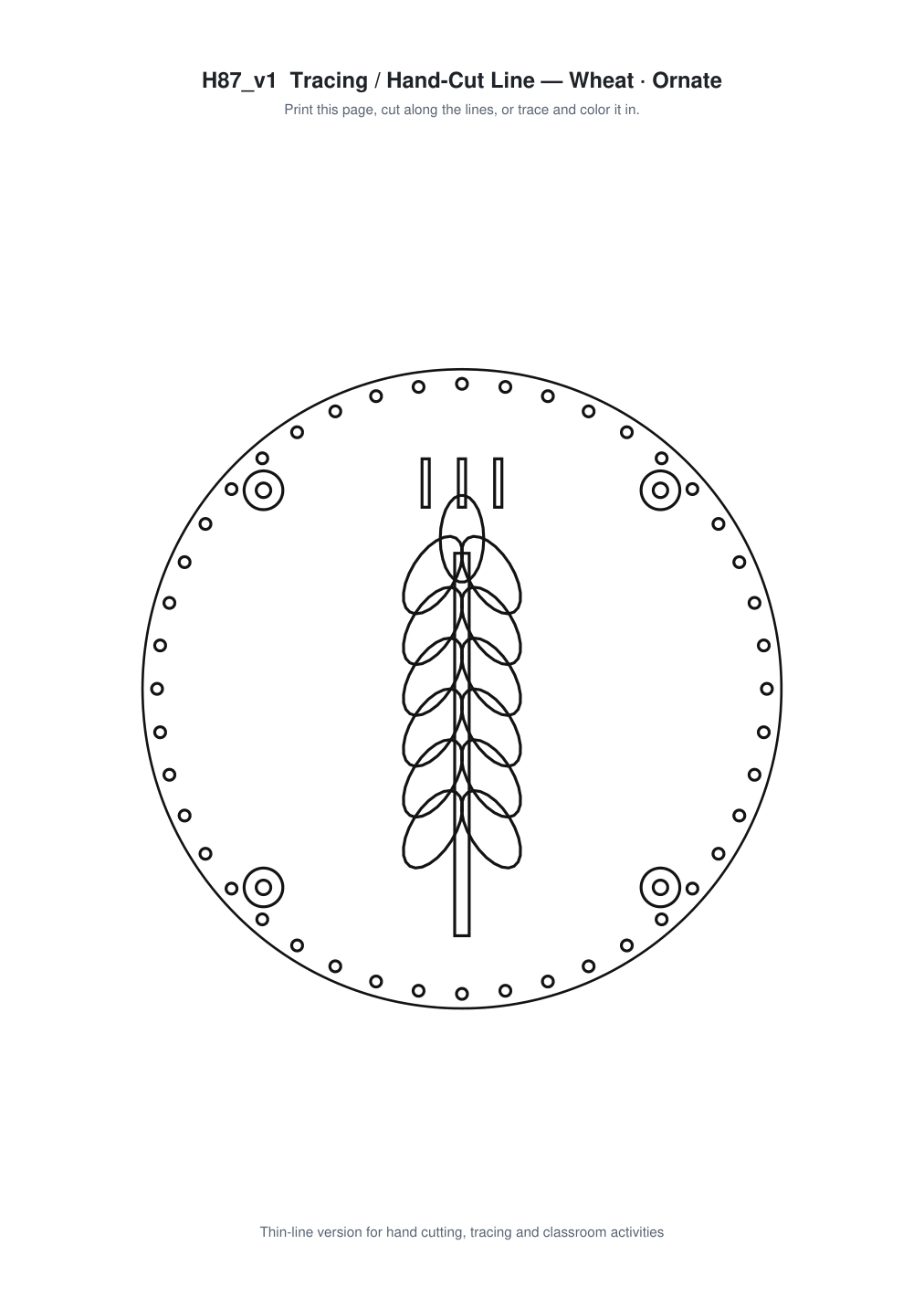 Wheat Ornate Paper Cut Panel - Free SVG + PDF Pack - line art