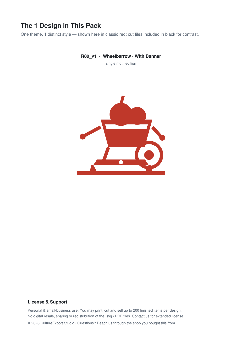 Wheelbarrow Banner Paper Cut - Free SVG + PDF Pack - design