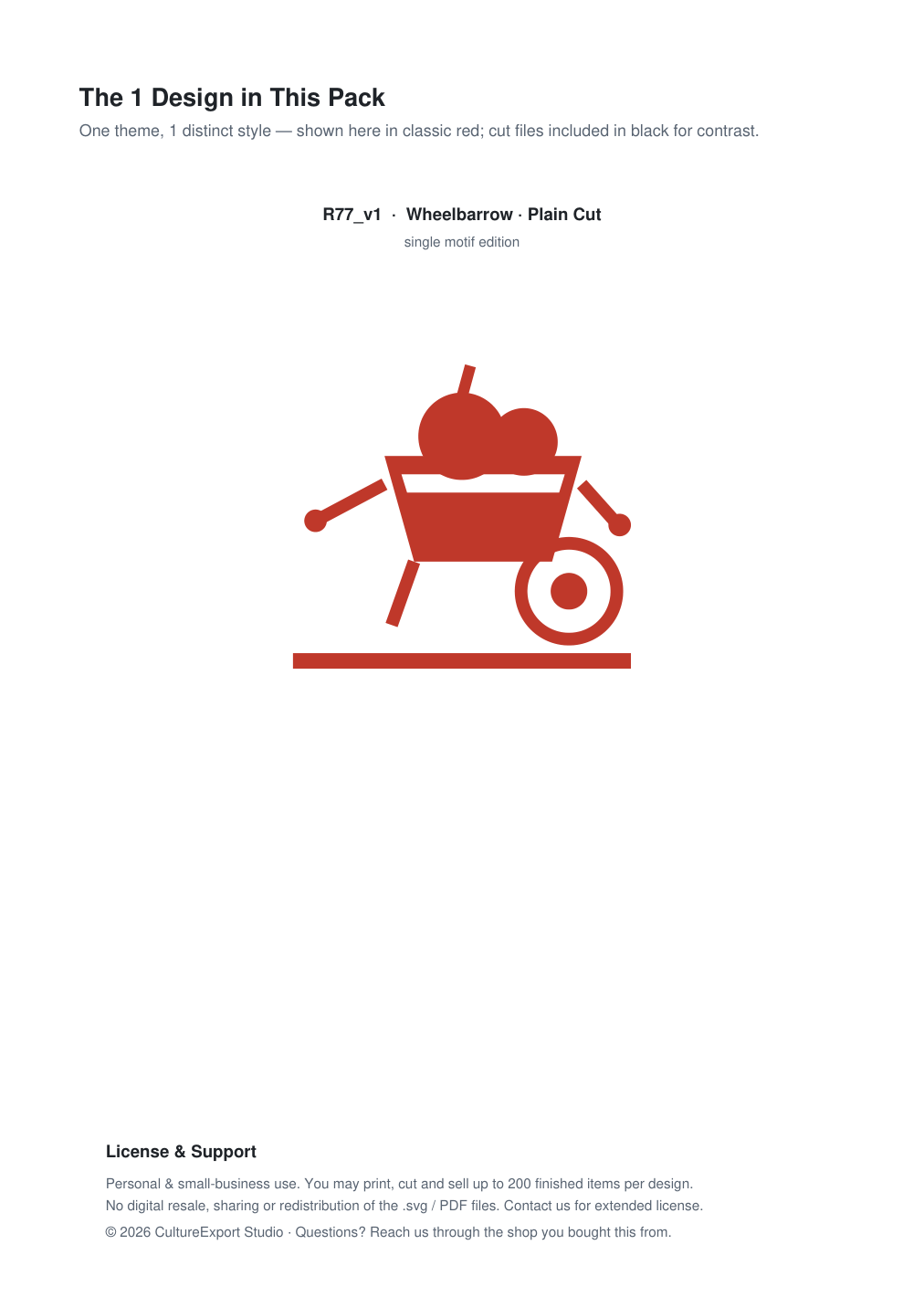 Wheelbarrow Paper Cut Template - Free SVG + PDF Pack - design