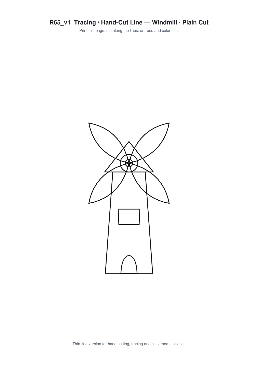 Windmill Paper Cut Template - Free SVG + PDF Pack - line art