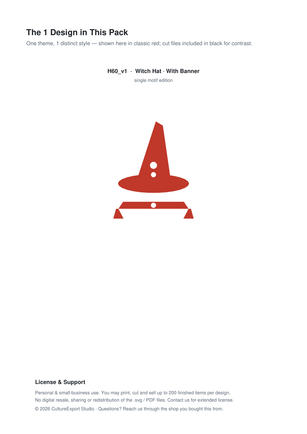 Witch Hat Banner Paper Cut - Free SVG + PDF Pack - design