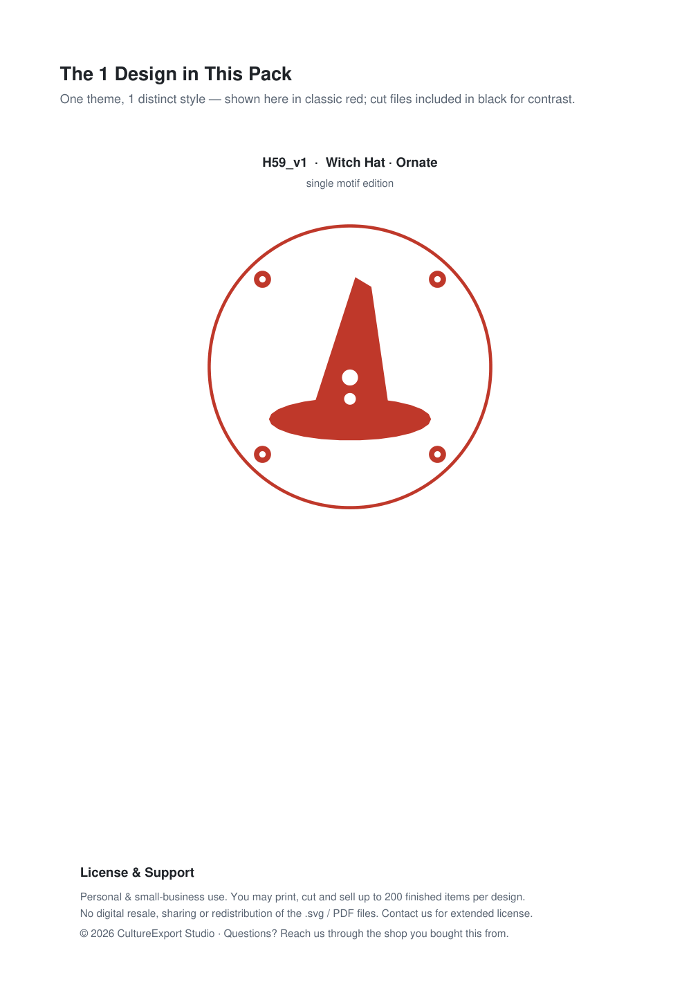 Witch Hat Ornate Paper Cut Panel - Free SVG + PDF Pack - design