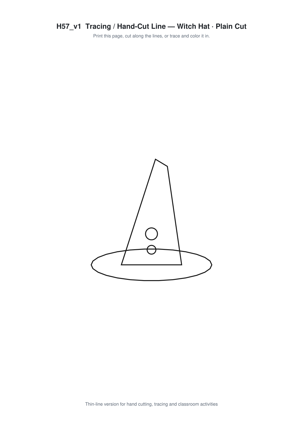 Witch Hat Paper Cut Template - Free SVG + PDF Pack - line art